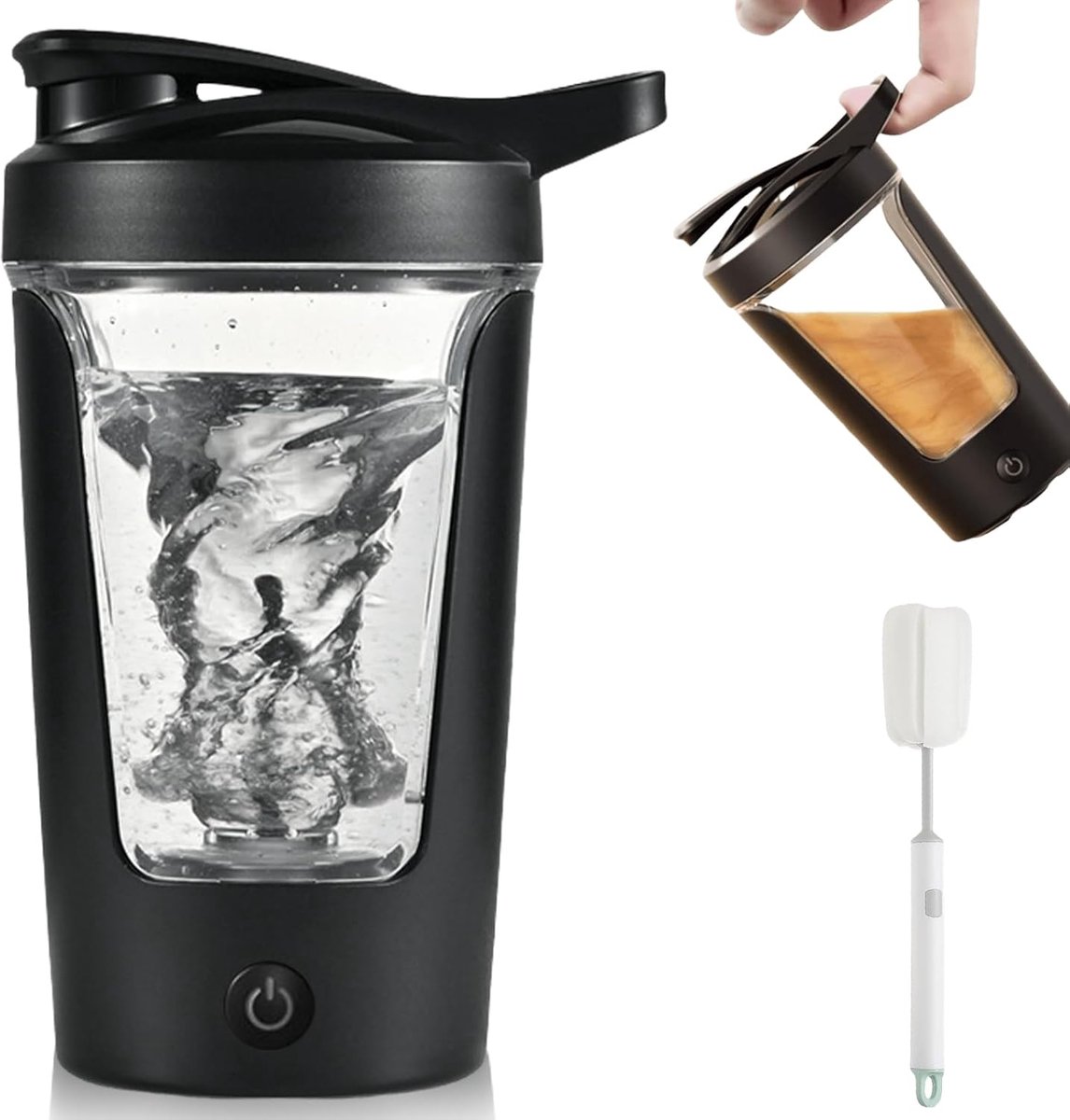 SnelShoppen - Elektrische Shaker 450ml - BPA-vrij, Duurzaam PP Materiaal, USB Oplaadbaar, Automatische Eiwitmix, Inclusief Schoonmaakborstel voor Eiwi
