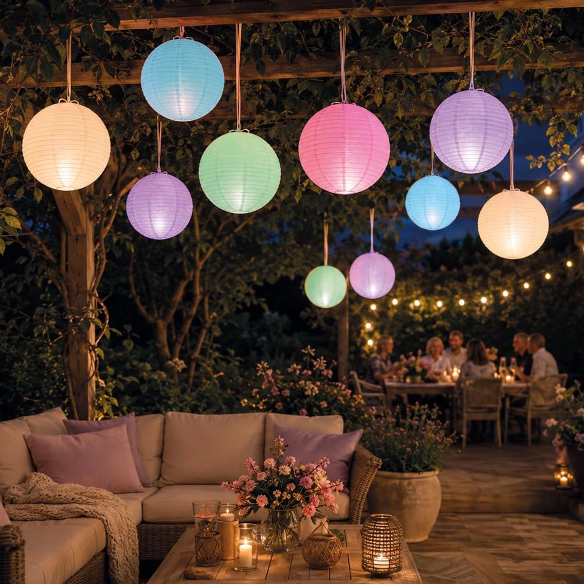 SnelShoppen - Set van 10 LED Lantaarns voor Buiten - Weerbestendig, Dimbaar, 12 Kleuren, 30 cm - Met Afstandsbediening voor Tuin, Balkon, Bruiloften e