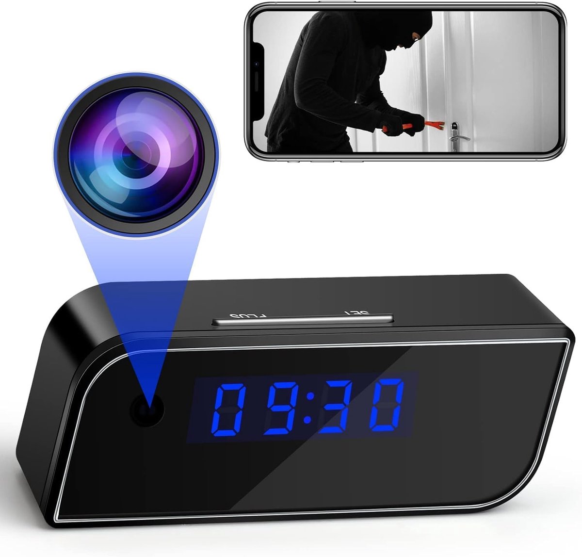 SnelShoppen - WiFi Mini-DV Spy Camera - 4K HD 1080P Alarm Klok Met Nachtzicht, Bewegingsdetectie, Draadloze Video Recorder Voor Thuisbeveiliging, Huis