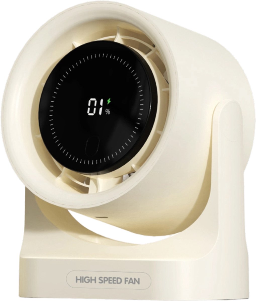 Draagbare bureauventilator met digitaal LED-display; tafelventilator met afstandsbediening, geschikt voor studentenkamers, USB-oplaadbaar, stil, voor thuis, kantoor, nachtkastje, slaapkamer en op reis
