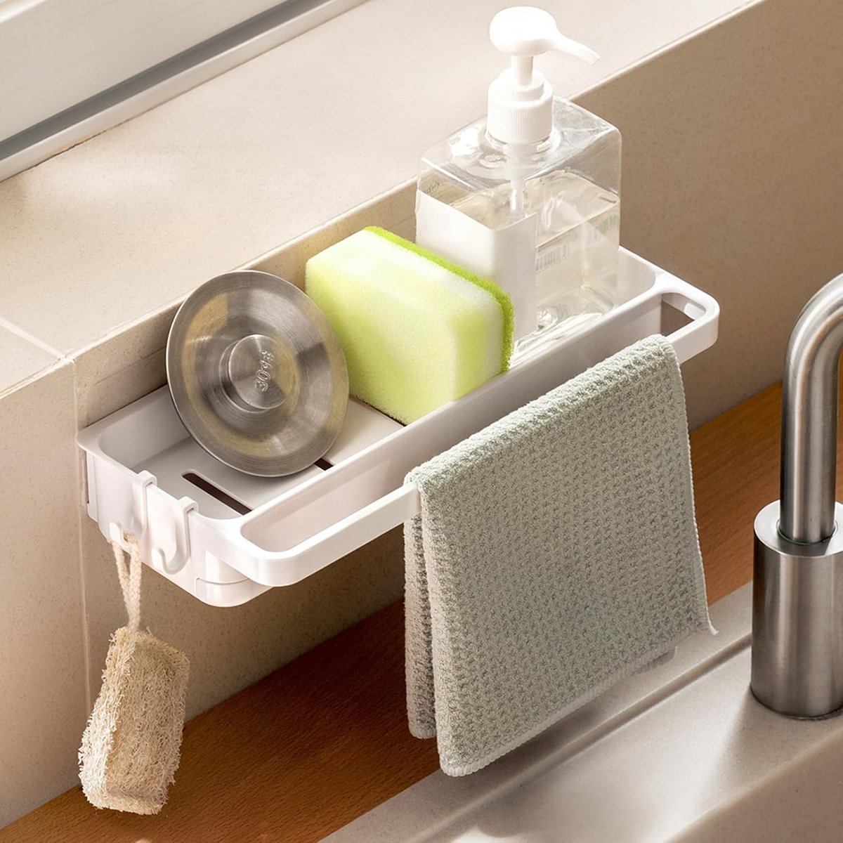 SnelShoppen - Hangende Douche Plank Zonder Boren - Keuken Organizer Badkamer Basket - Sterke Zuignap voor Spons Houder en Keuken Accessoires - Ideaal