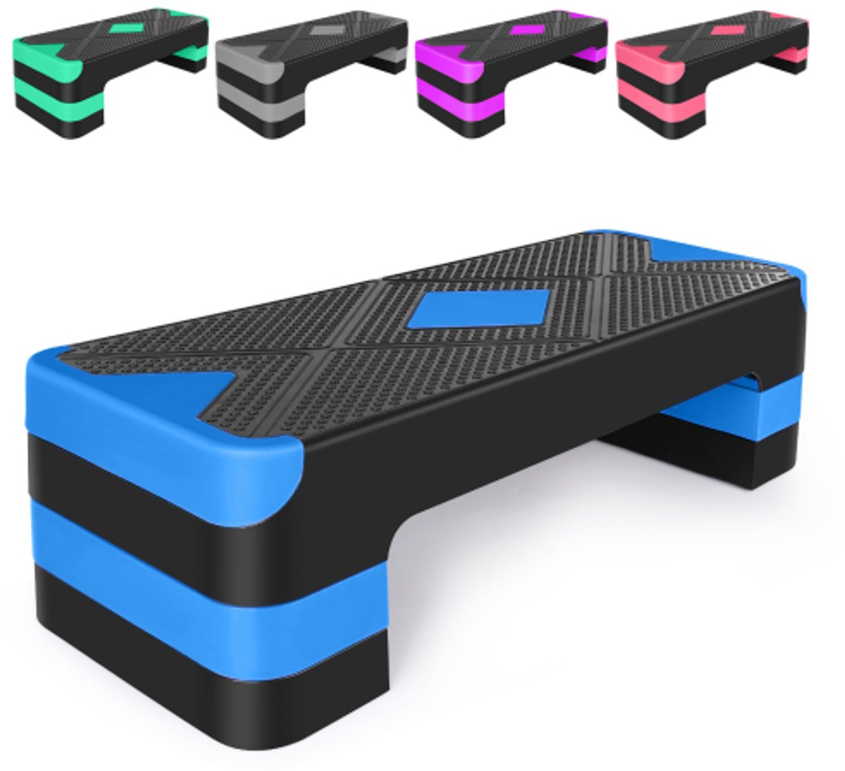 Aerobics stapbord - blauw verstelbaar fitness platform 68,5cm dek hoogte 10/15/20cm - workout hulpmiddel - step-up trainingsbord - compact thuisfitness toestel voor cardio oefeningen thuis