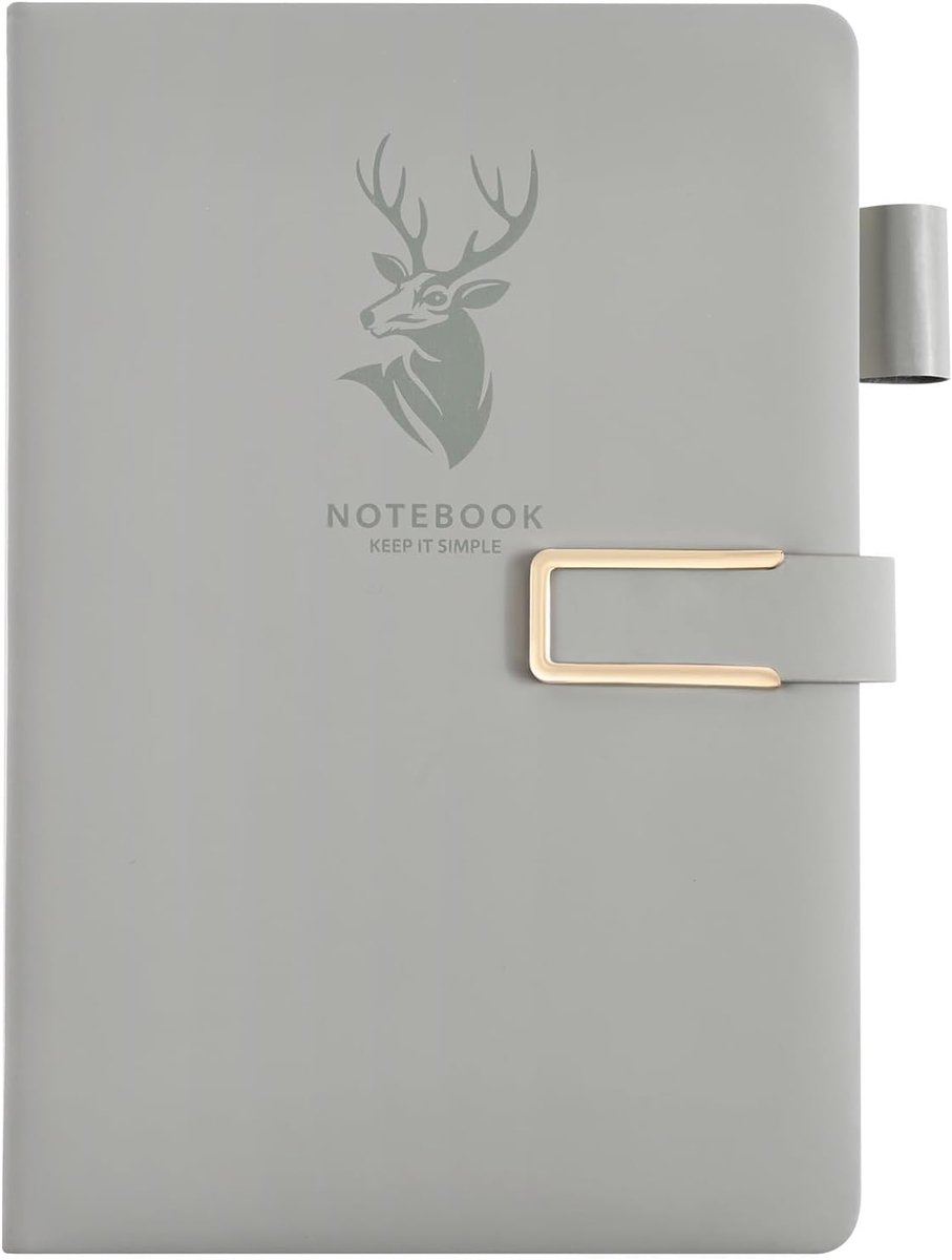 SnelShoppen - A5 Lined Notebook met PU Hardcover, 80gsm Dikte, 320 Pagina's, Elastische Band, Elk Ontwerp, Notitieboek voor School, Werk en Tekenen in