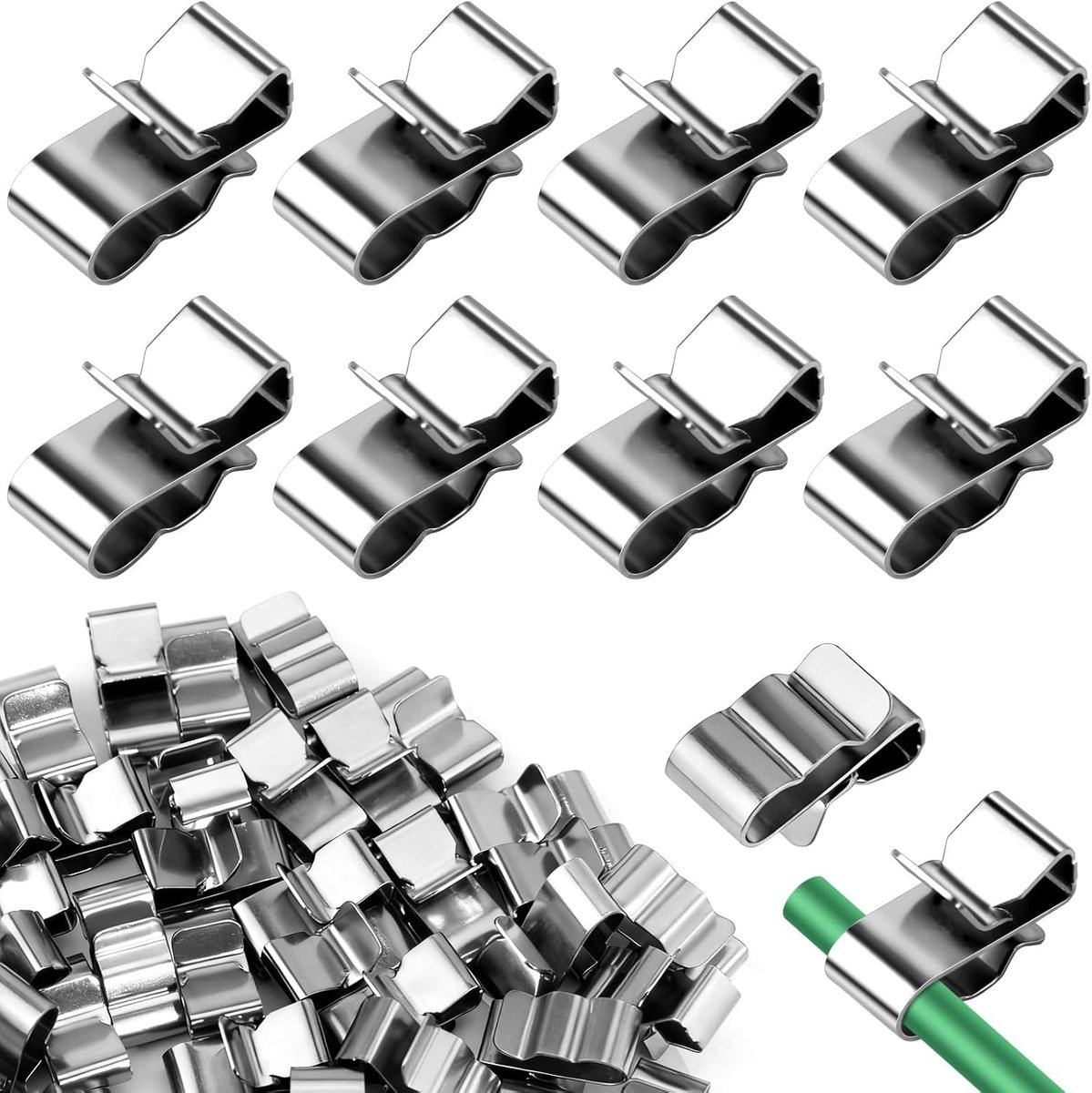 SnelShoppen - 50 Stuks Solar Panel Kabel Clips, RVS Kabelhouders voor Zonnepaneel, Trailerframe en Boot, Duurzame en Corrosiebestendige Klemmen