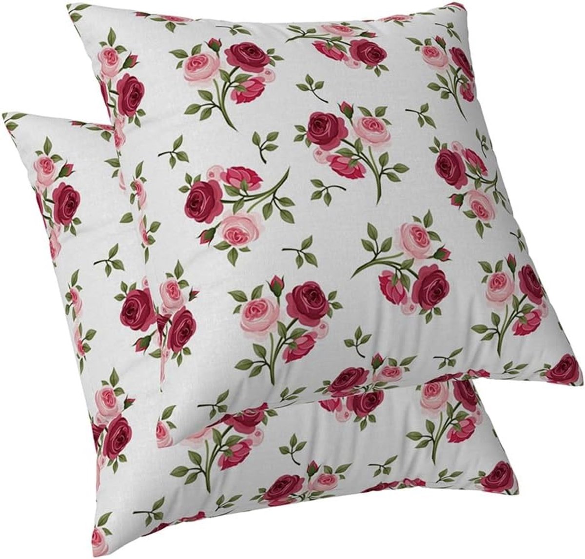 SnelShoppen - Set van 2 Floral Kussenhoezen Rozenbloesem Vintage Bloemen Abstract Landhuis Stijl 50x50cm Buiten Binnen Decoratie Kussen Covers