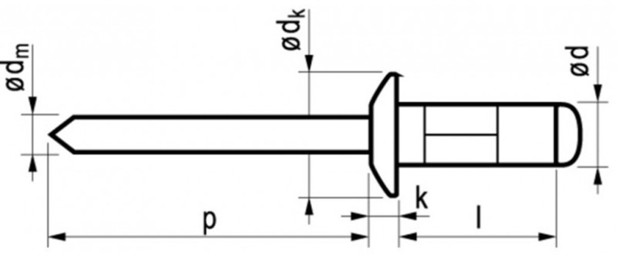 Masterfix blindklinknagel 4.8x20mm - platbolkop (Per 250 stuks)