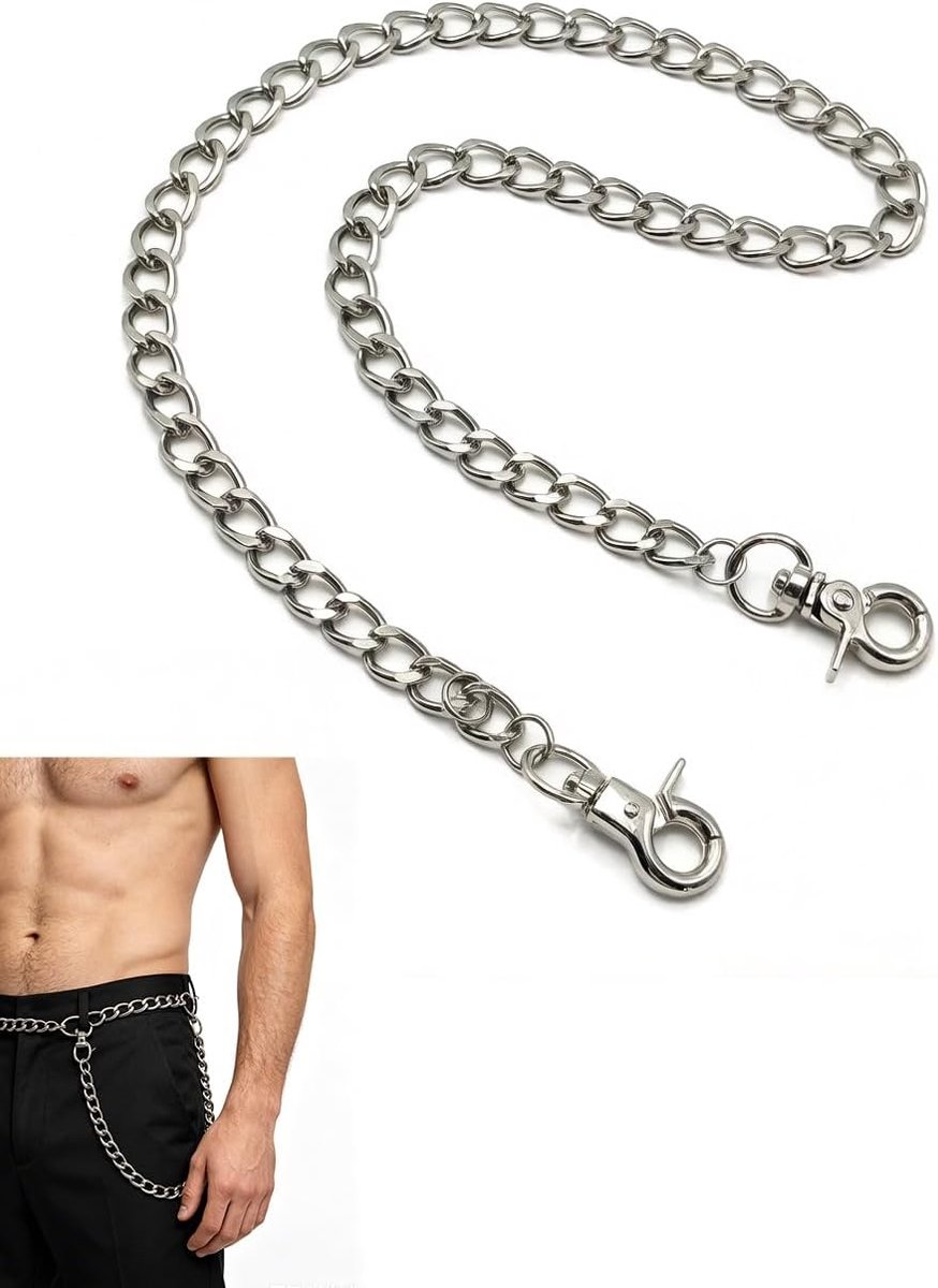 SnelShoppen - Broekketting Verstelbaar - Antislip Punkstijl Ketting - Veilig Sluiten - Robuust Metaal - 1 Stuk - Anatomisch Comfort voor een Gedurfde