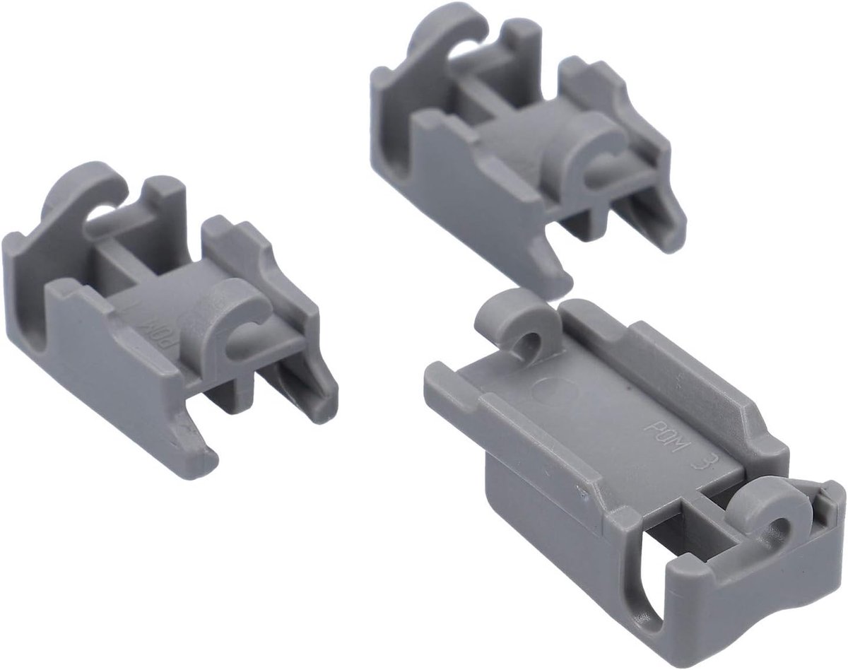 SnelShoppen - DL-pro Top Korfrek Bevestigingsset voor Bovenkorf Vaatwasser - 3 Stuks - Geschikt voor Diverse Merken - Grijs - 80mm x 18mm x 15mm
