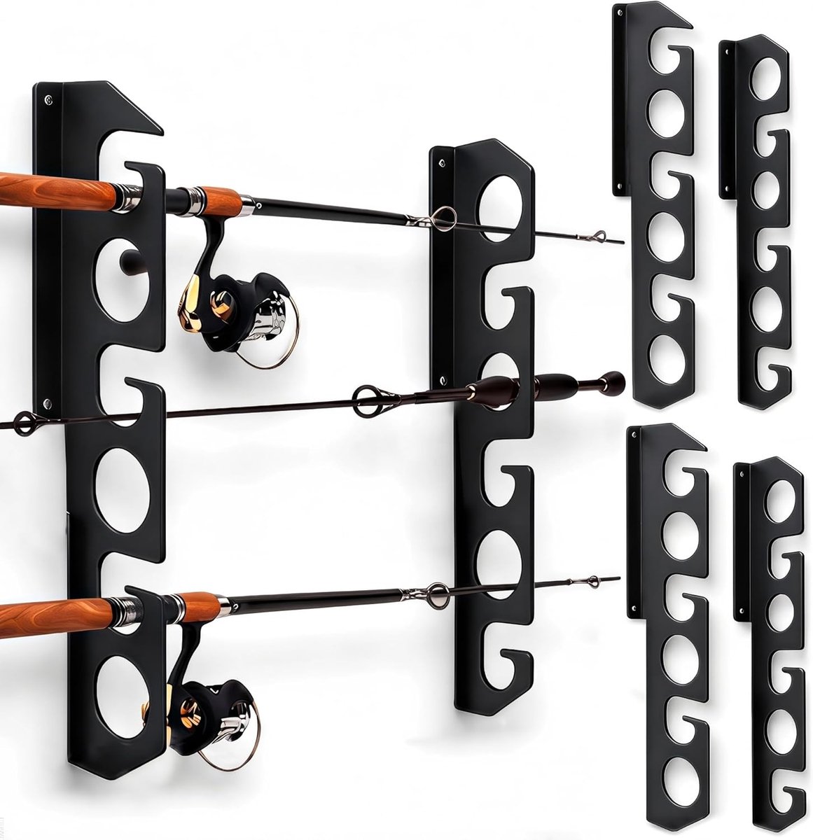 SnelShoppen - Fishing Rod Racks Wand- of Plafondbeugel voor 12 Hengels - Wandmontage Hengelhouder voor Garage, Tuin en Kelder - Duurzaam en Praktisch