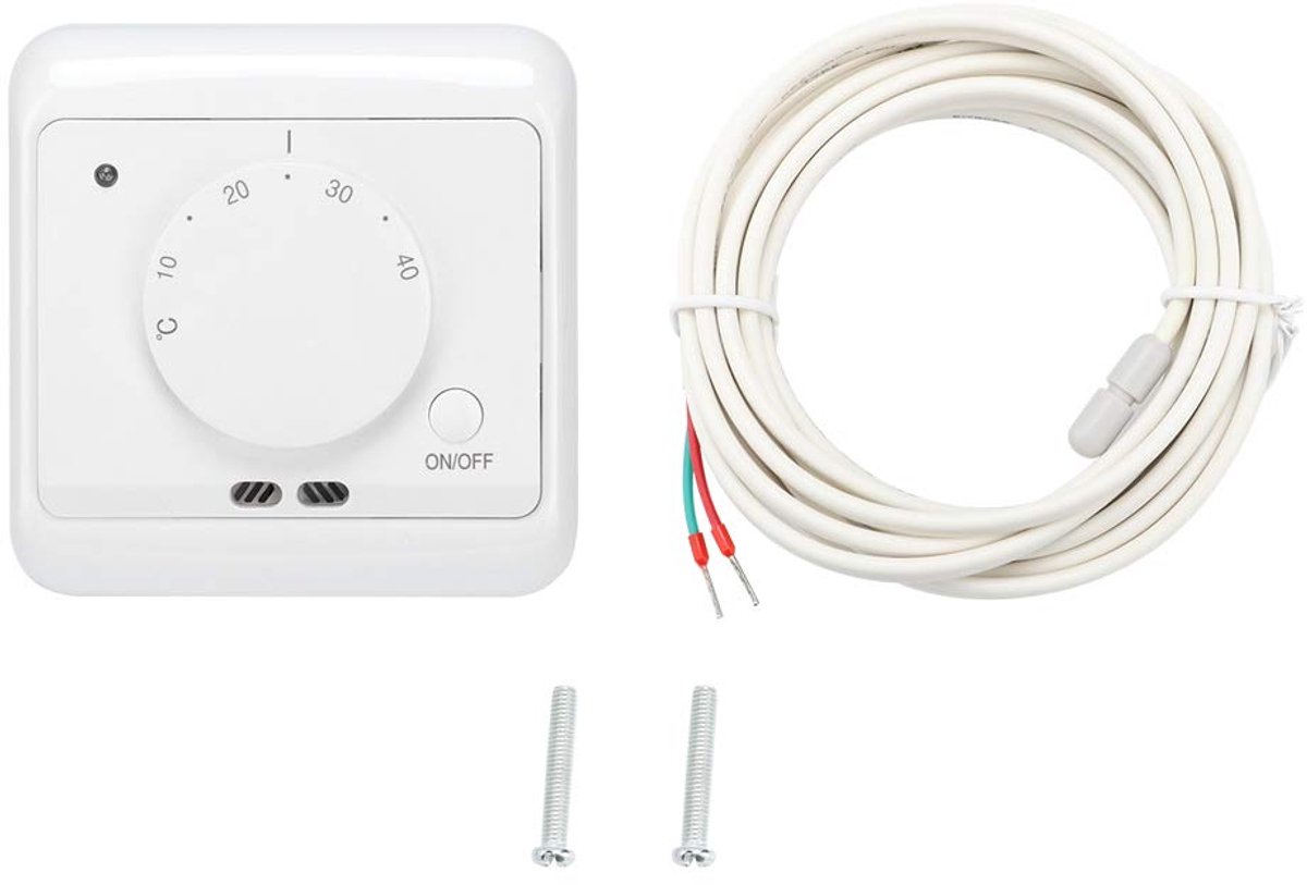 SnelShoppen - 230V 16A Wandthermostaat voor Vloerverwarming, Mechanische Temperatuurcontroller voor Centrale Verwarming, Eenvoudige Installatie, Hoogw
