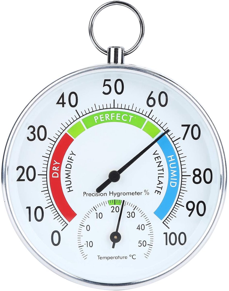 SnelShoppen - Indoor Thermometer Hygrometer 10cm Draadloos Wandmodel, Aluminium Legering, Nauwkeurige Thermo-Hygrometer voor Huizen, Kassen en Tuinen