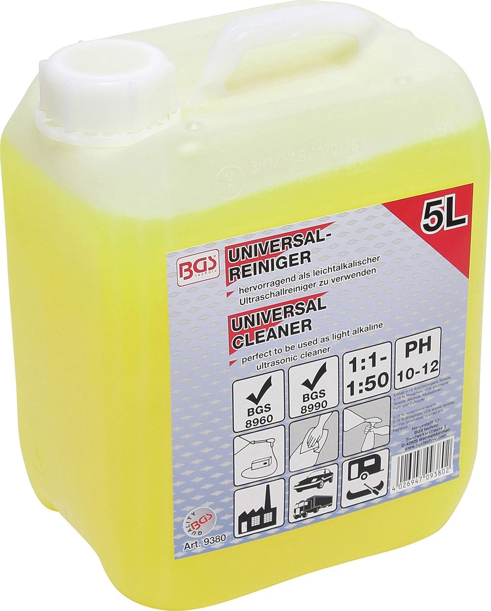 SnelShoppen - Universele reiniger 5L voor hogedrukreinigers en ultrasoon reinigingsapparaat, licht alkalisch, ideaal voor industrie, camping en voertu