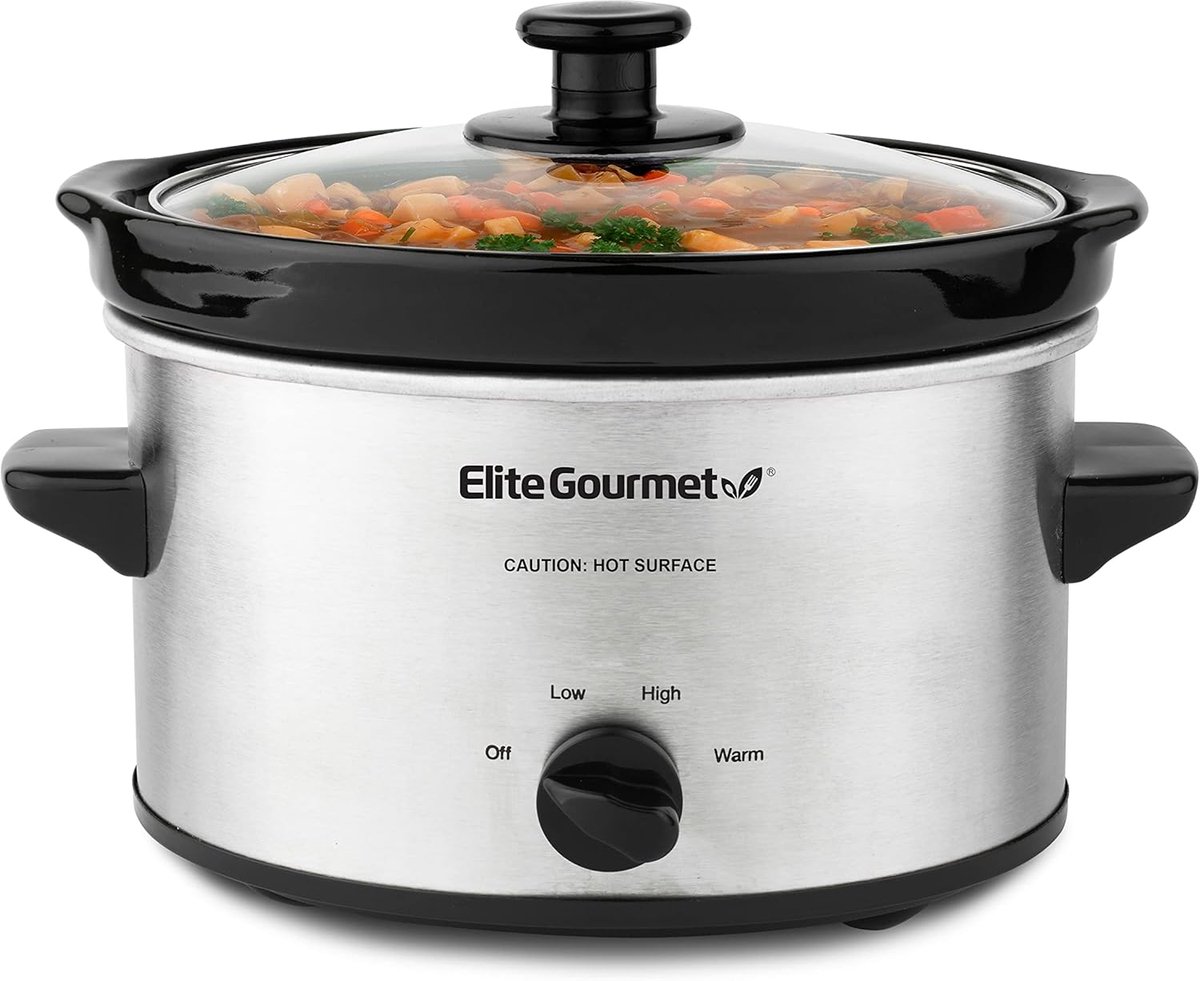 SnelShoppen - Elektrische Ovale Slowcooker 2.27L - Rvs, Temperatuur Instelbaar - Ideaal voor Soepen, Dips, Sauzen, en Stews - Met Glazen Deksel, Vaatw