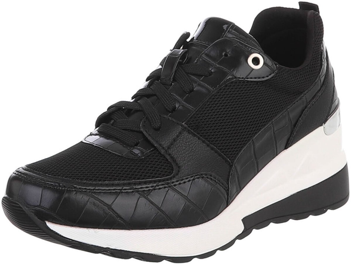 Sneaker - Platformlook en vetersluiting - Dames Mt:38