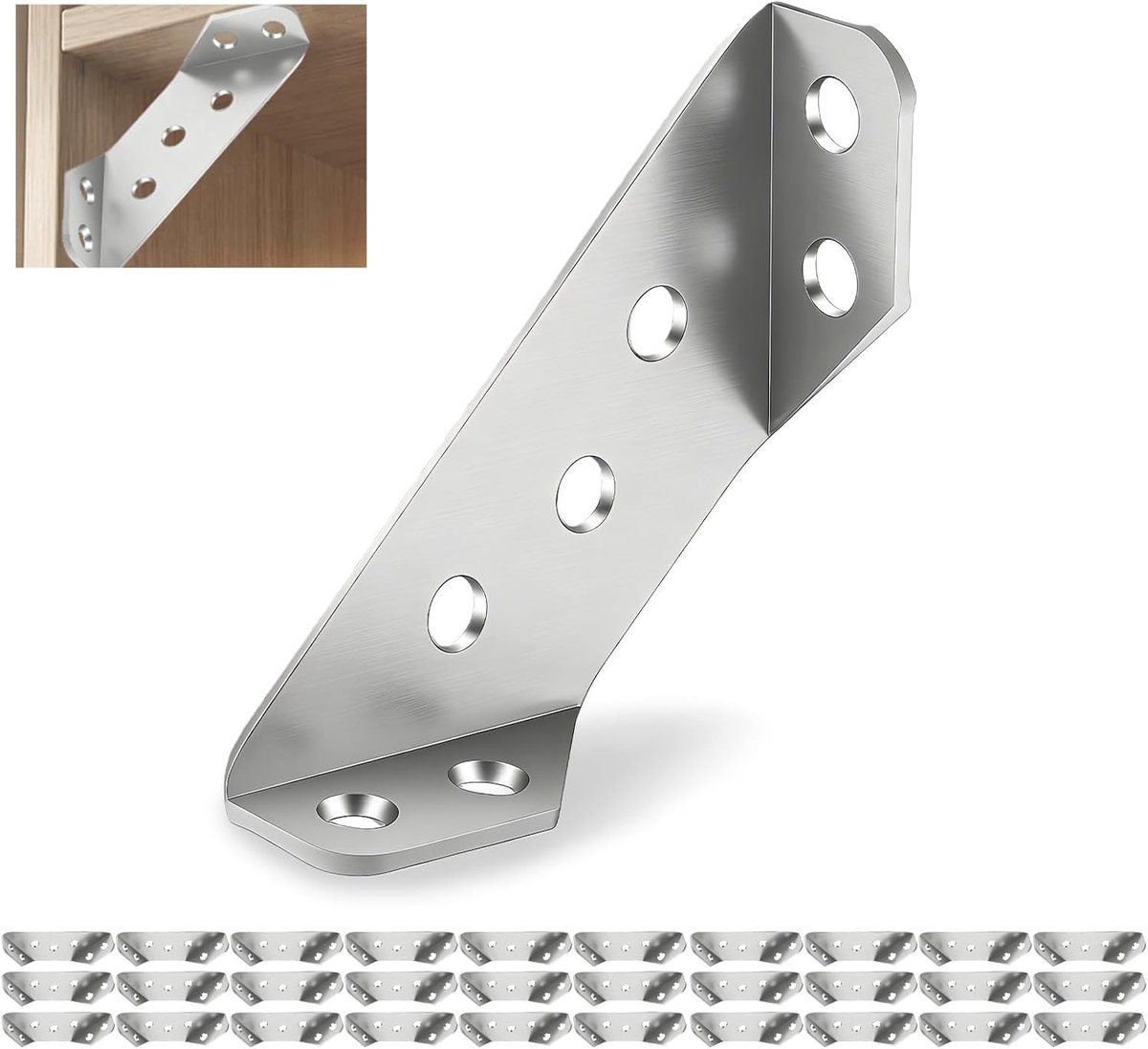 SnelShoppen - 30 Stuks Roestvrijstalen Hoekverbindingen, Universele Triangulaire Steunen voor Hoekverbindingen, Duurzaam en Sterk voor Meubelbouw en K