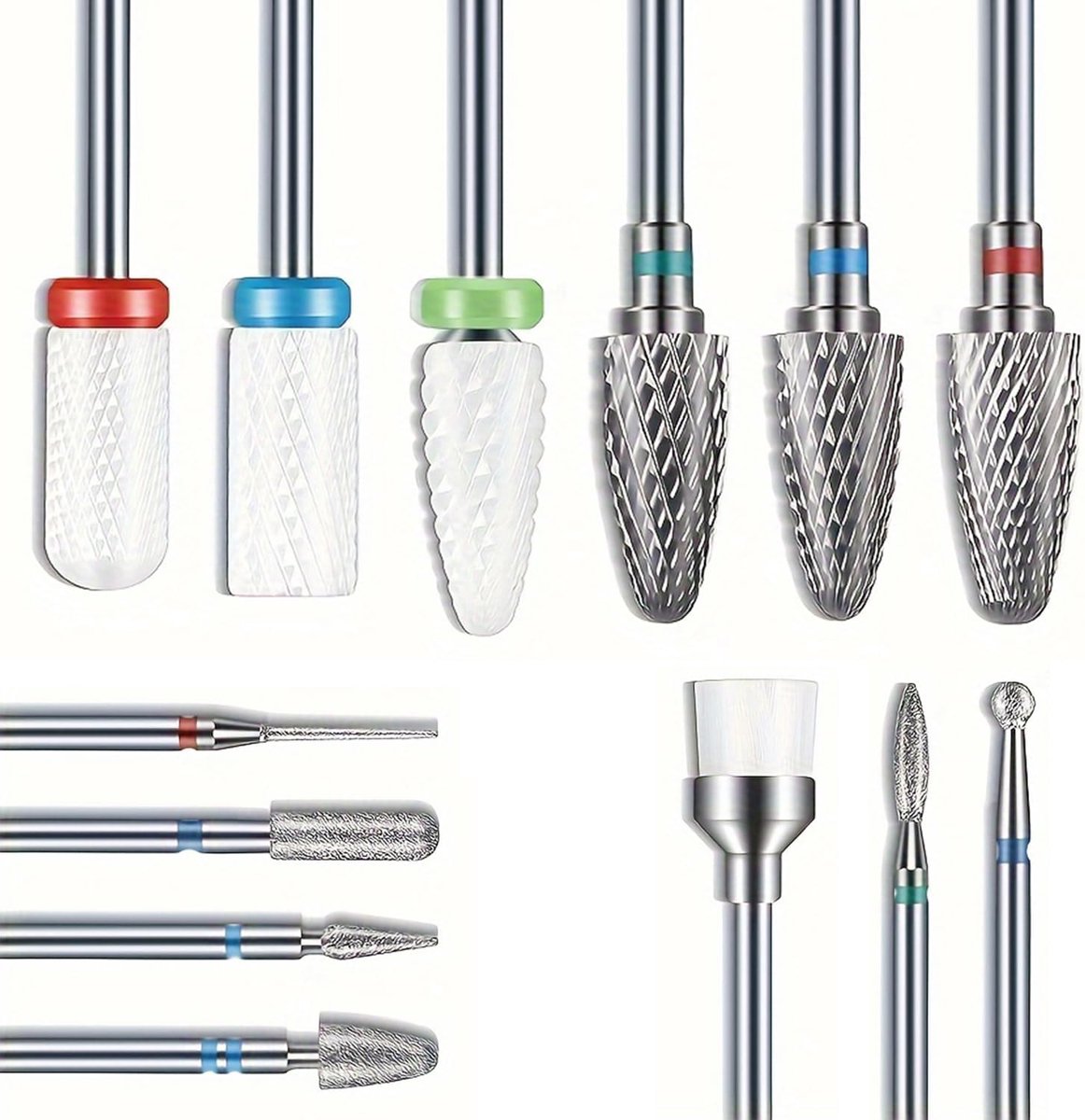 SnelShoppen - 13-delige Professionele Nageldraaibits Set met Carbide en Keramische Bits voor Nageldrill - Ideaal voor Manicure, Pedicure, Gel en Acryl