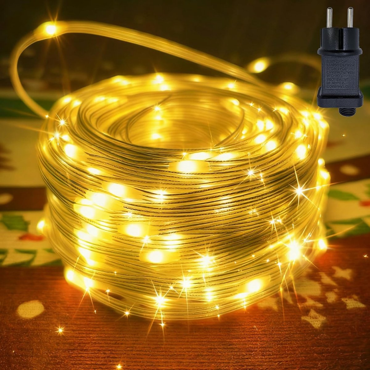 SnelShoppen - Outdoor Fairy Lights 20m 200 LEDs Warm Wit met 8 Modus, Binnen- en Buitengebruik, IP67 Waterdicht, Tuinverlichting, Balkon, Kerstverlich