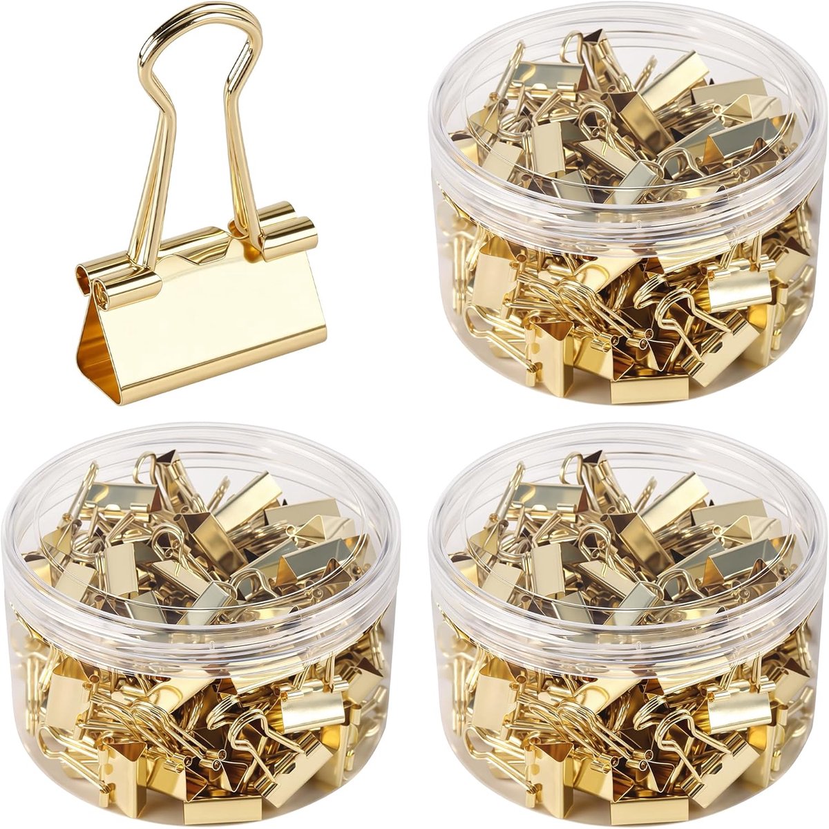 SnelShoppen - 300 stuks Foldback nietjes 19 mm, gouden metalen clips, paperclips, kantoormateriaal, duurzaam, elegant design voor professioneel gebrui