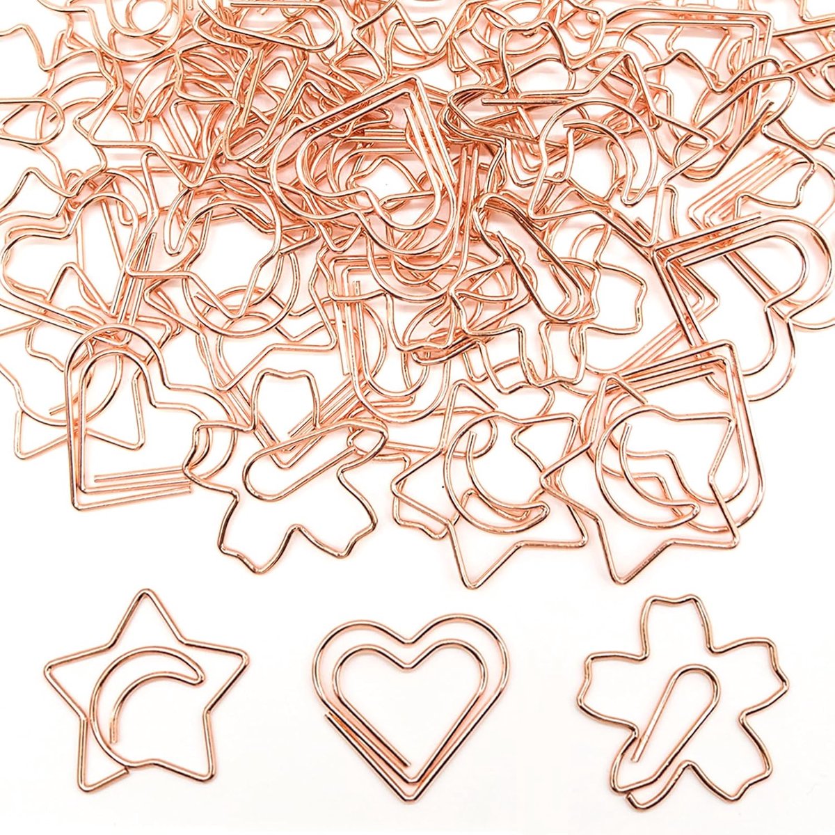 SnelShoppen - Gouden Hart Paperclips, Kleine Metaalclips, Roze Gouden Bookmark Clips, Decoratieve Paperclips voor Uitnodigingen, Postkaarten, School e