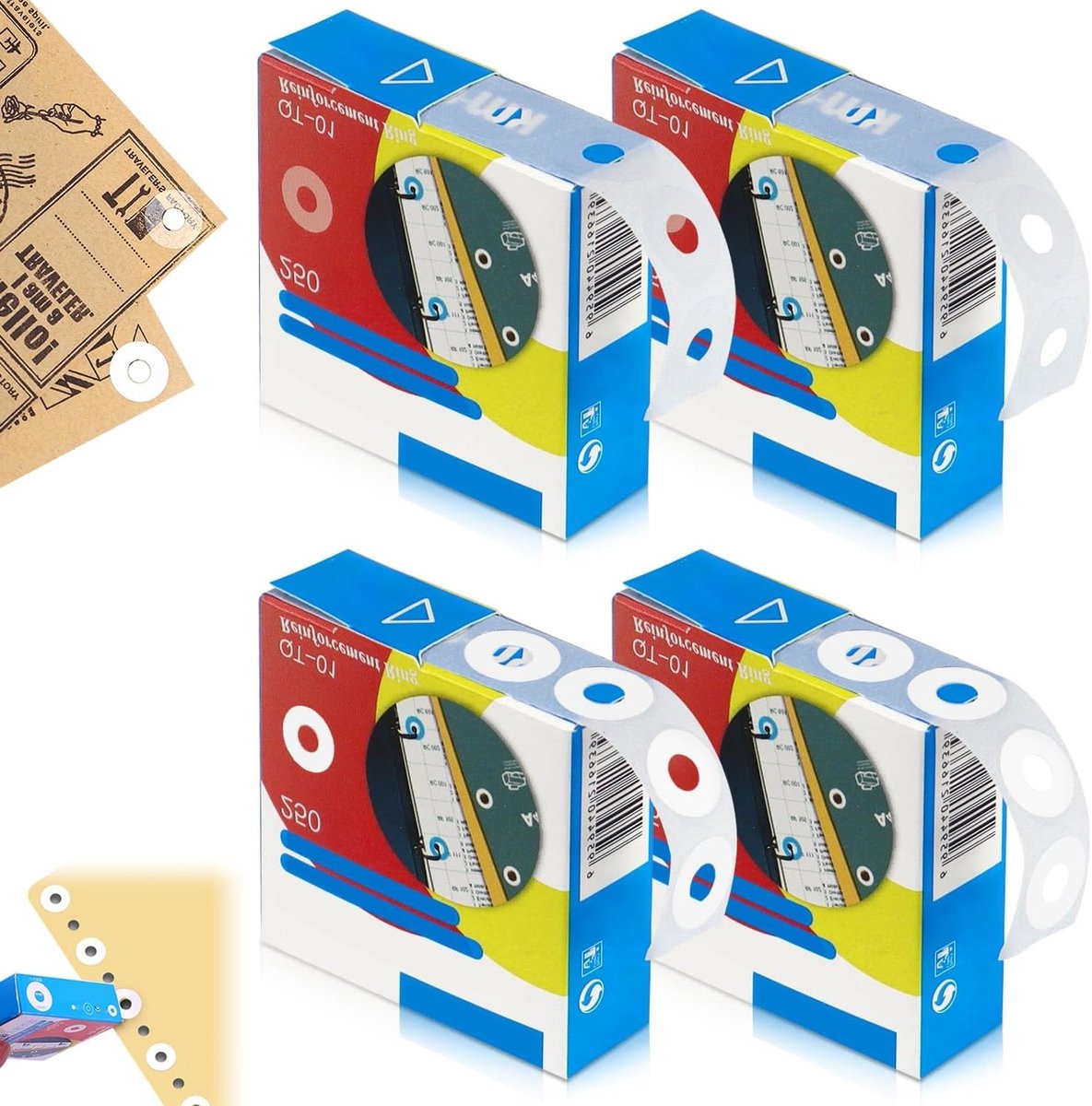 1000 Stuks Zelfklevende Ringversterkers van 15mm voor Losse Bladen - Witte Transparante Papieren Ringen voor Documenten en Organisatie