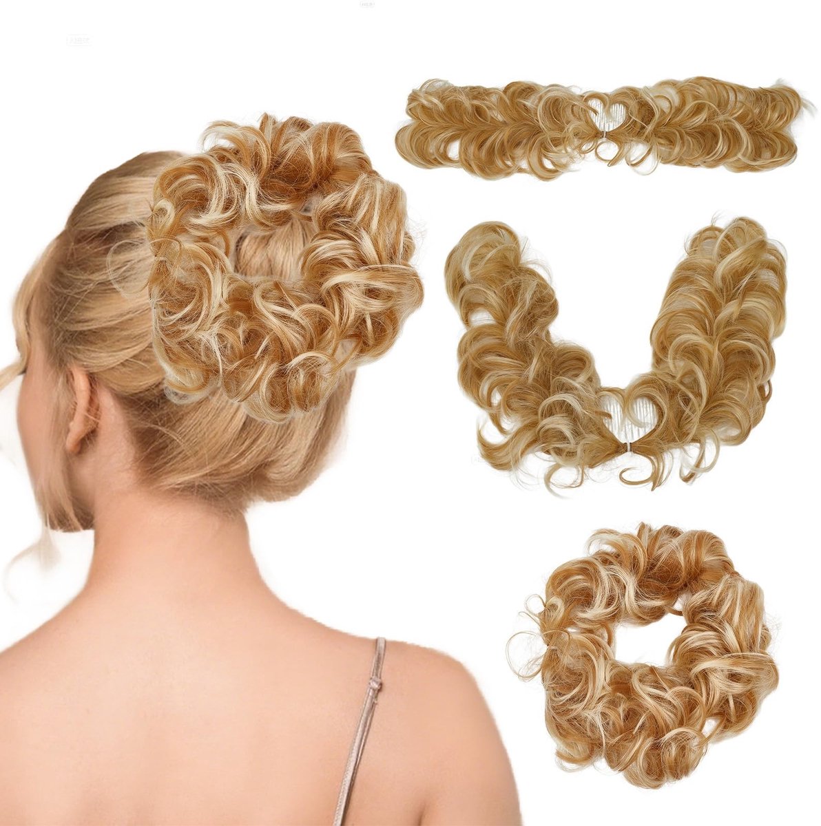 Dailygoods- Haarstukje met zijdelingse kam - Haarstukje voor vrouwen - Rommelige haar knot - Hittebestendige vezels - Multifunctioneel design - Eenvoudig te gebruiken - Haarknot