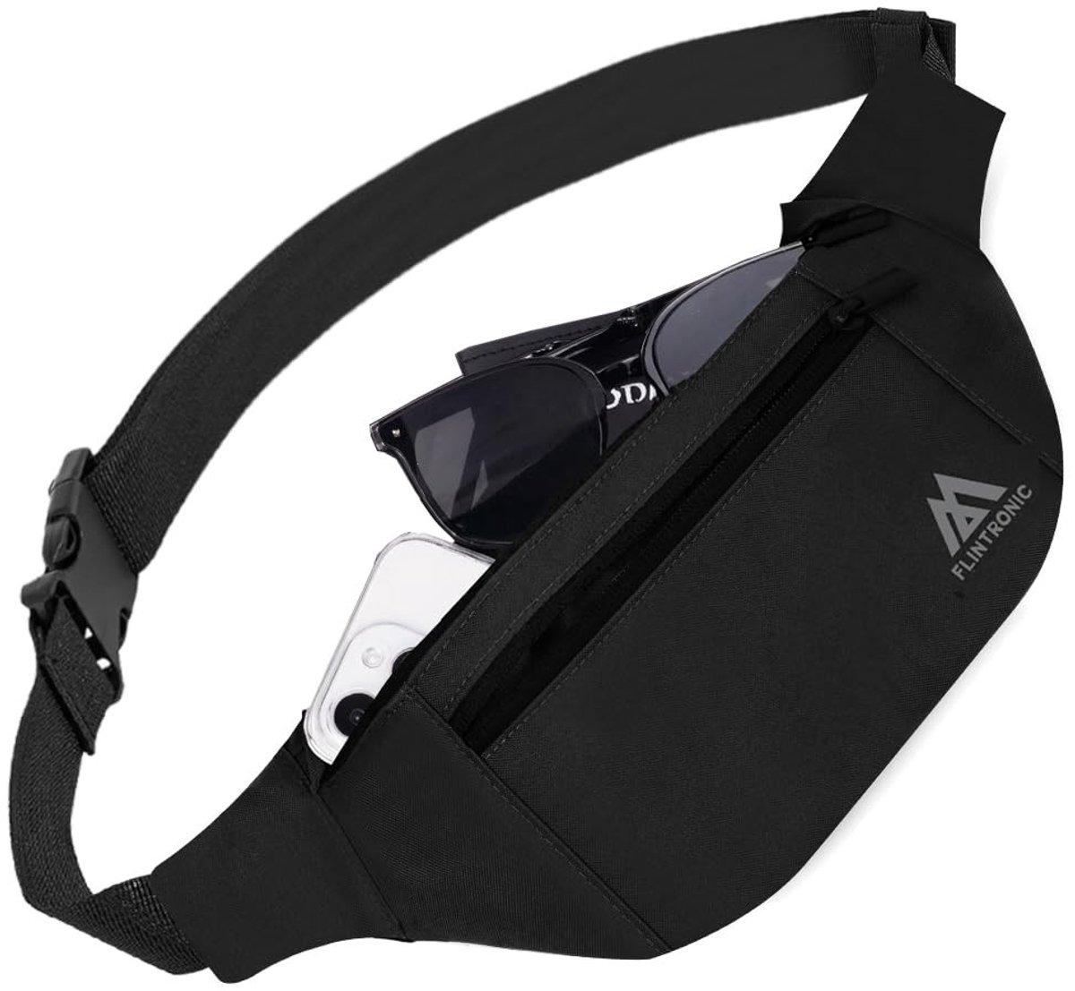 Dailygoods - Heuptas met Verstelbare Riem en 4 Vakjes - Waterdicht, Zwart