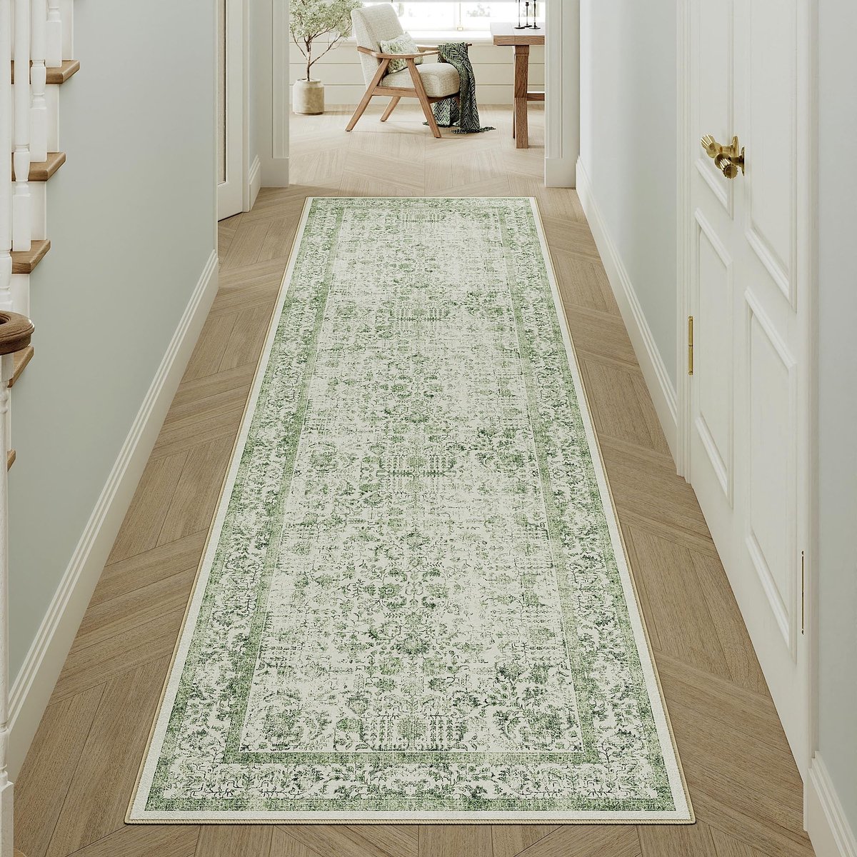 Dailygoods- Loper Vintage 60x180cm - Antislip - Machinewasbaar - Vloerkleed Binnen/Buiten - Kortpolig - Retro Patroon