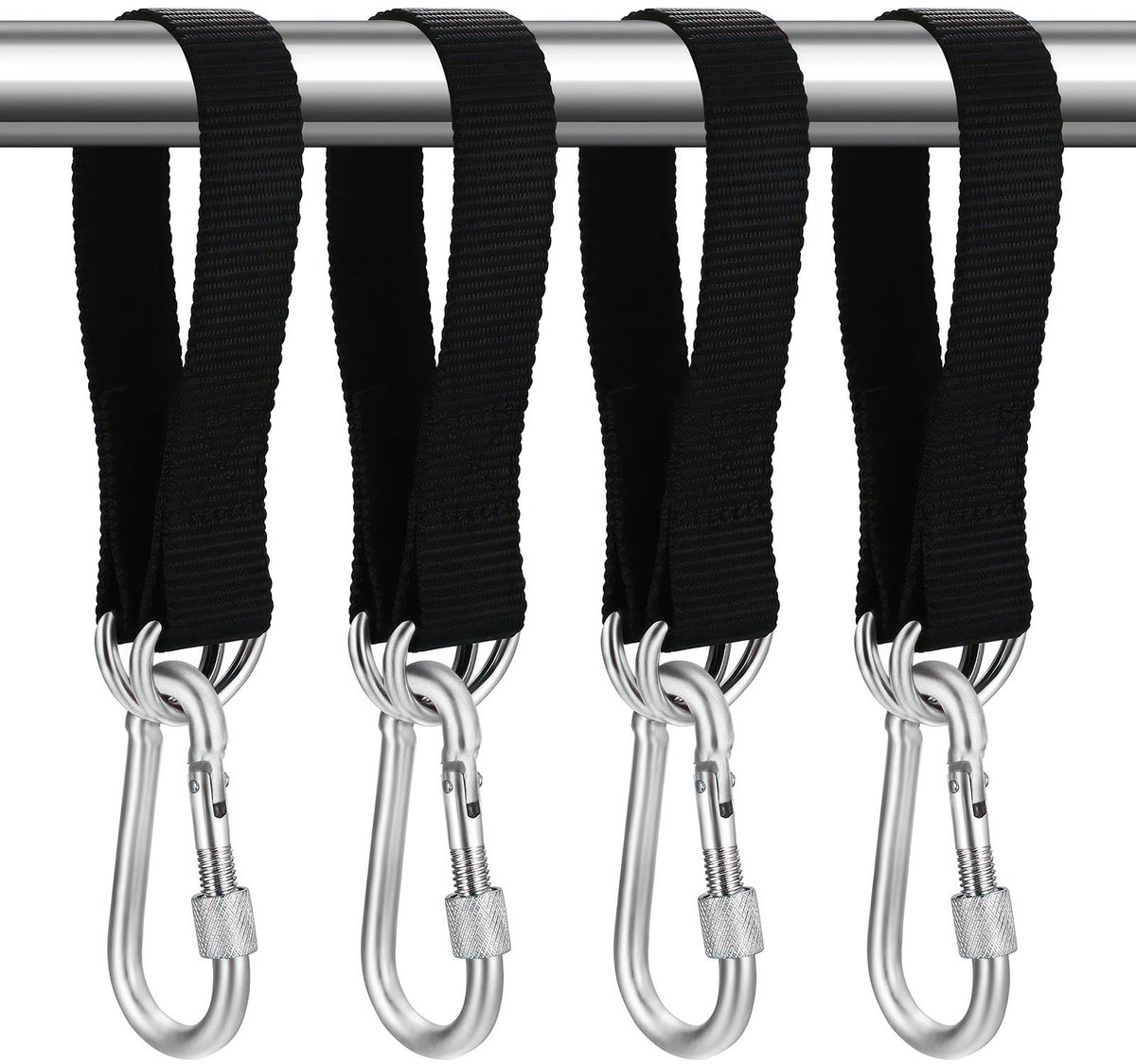 Dailygoods - 4 sets boomschommelbanden opknoping kit riemen, 30 cm x 25 mm zwaar belastbare hangmatriemen, verstelbare schommel hangende riemen met 4 karabijnhaken en 4 D-ringen, voor boomschommel