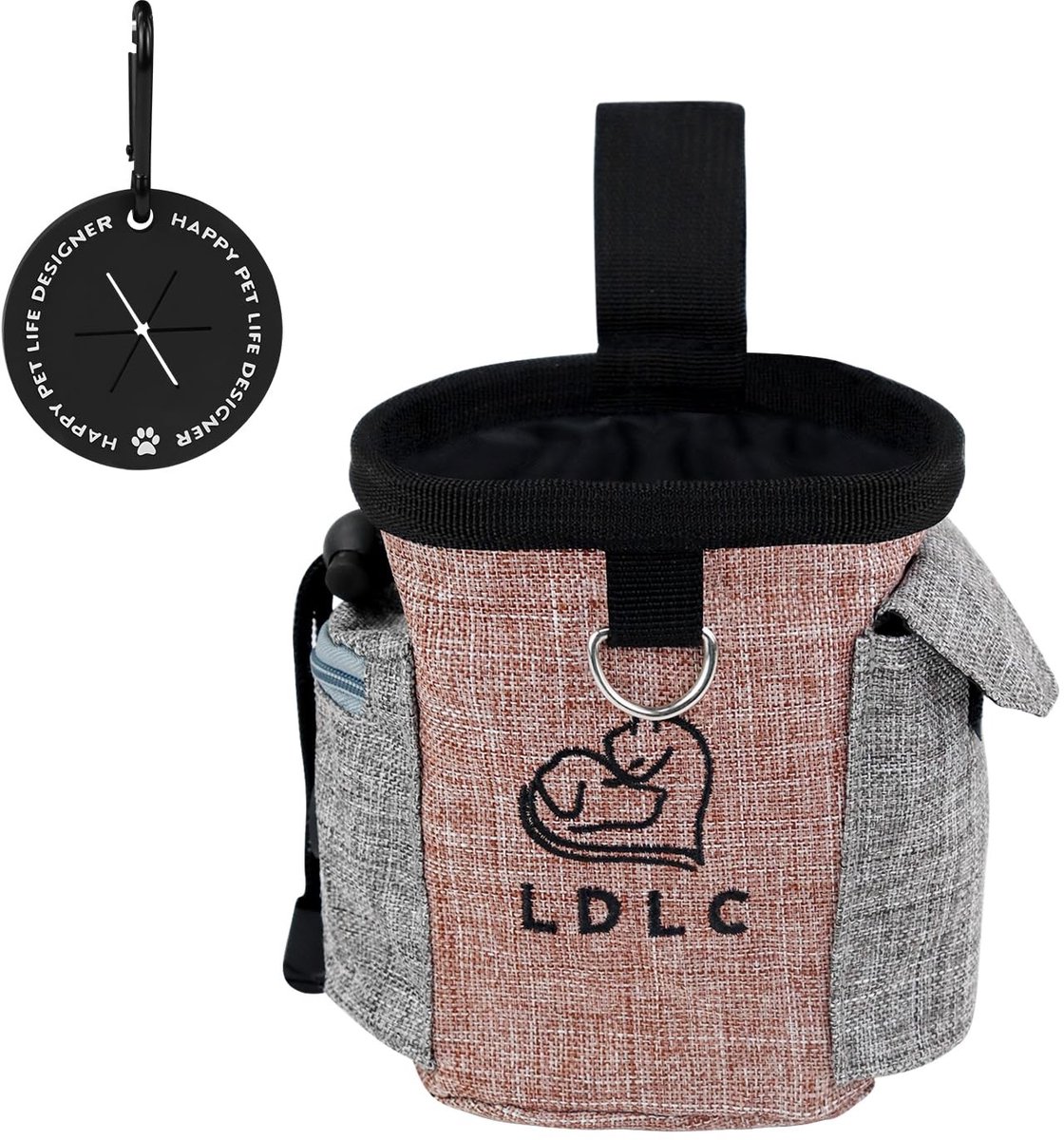 Dailygoods - Leckerli Heuptas, voor honden, geïntegreerde hondenlekkernijstas, poepzakdispenser met poepzakhouder, riem, traktatiezak voor honden, training, wandelen, spelen (roze)