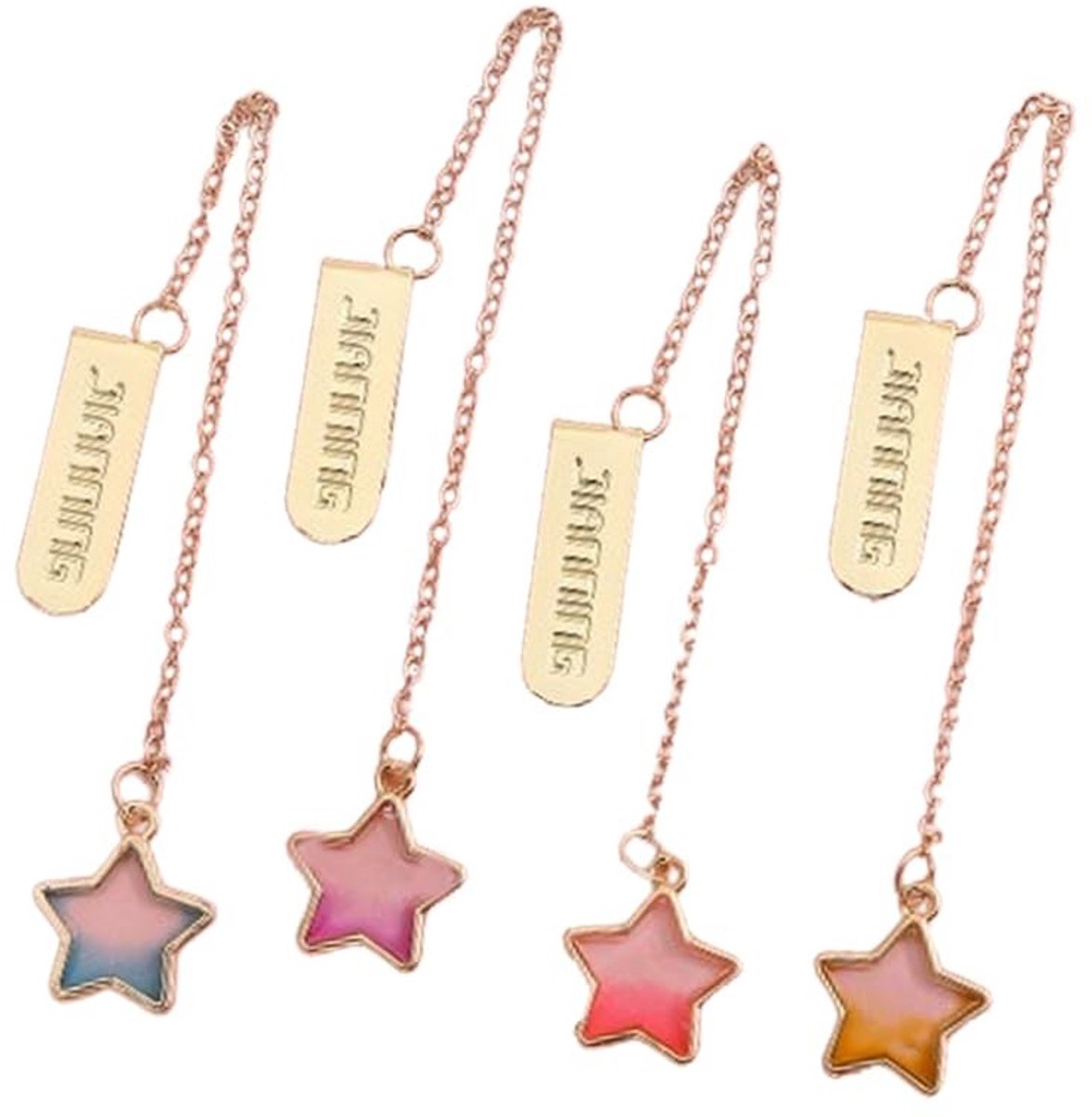 Dailygoods - ARFUKA Bladwijzers sterren hanger ketting bladwijzers metalen bladwijzer lezen boek markers voor vrouwen en boekenliefhebbers Pack van 4