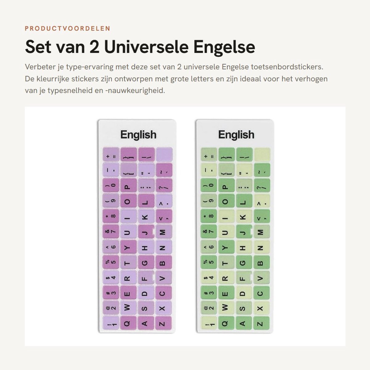 Dailygoods- Toetsenbordstickers - 2 Stuks - Engelse Letters - Waterdicht - Stofdicht - PVC - Verbeter je type-ervaring - Toetsenbordlabels