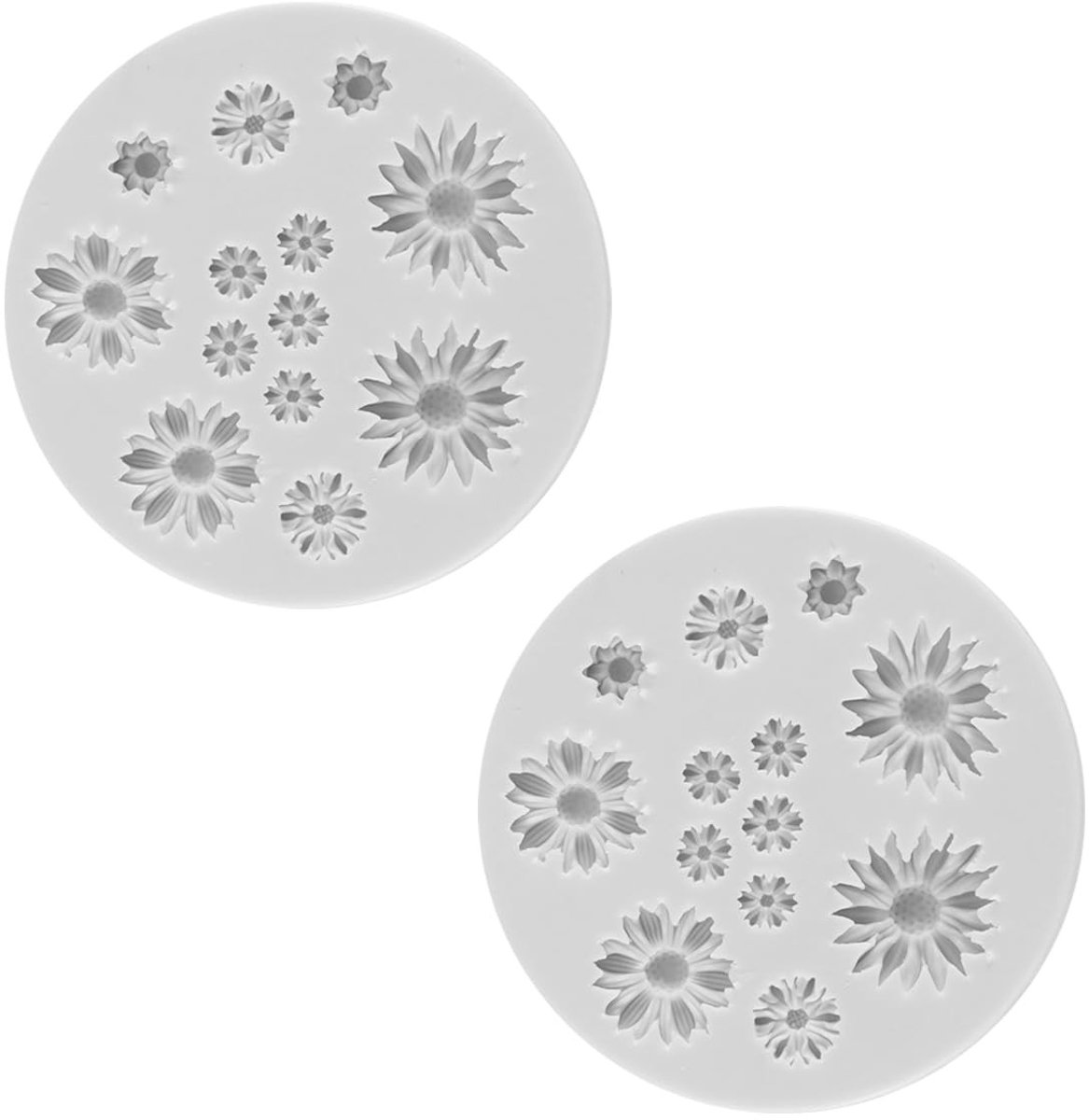 Dailygoods- Siliconen Mal - 2 Stuks - Madeliefje Vorm - Fondant/Snoep Mal - Chocolade Mal - Taartdecoratie - Gemakkelijk Schoon Te Maken - Bakvorm