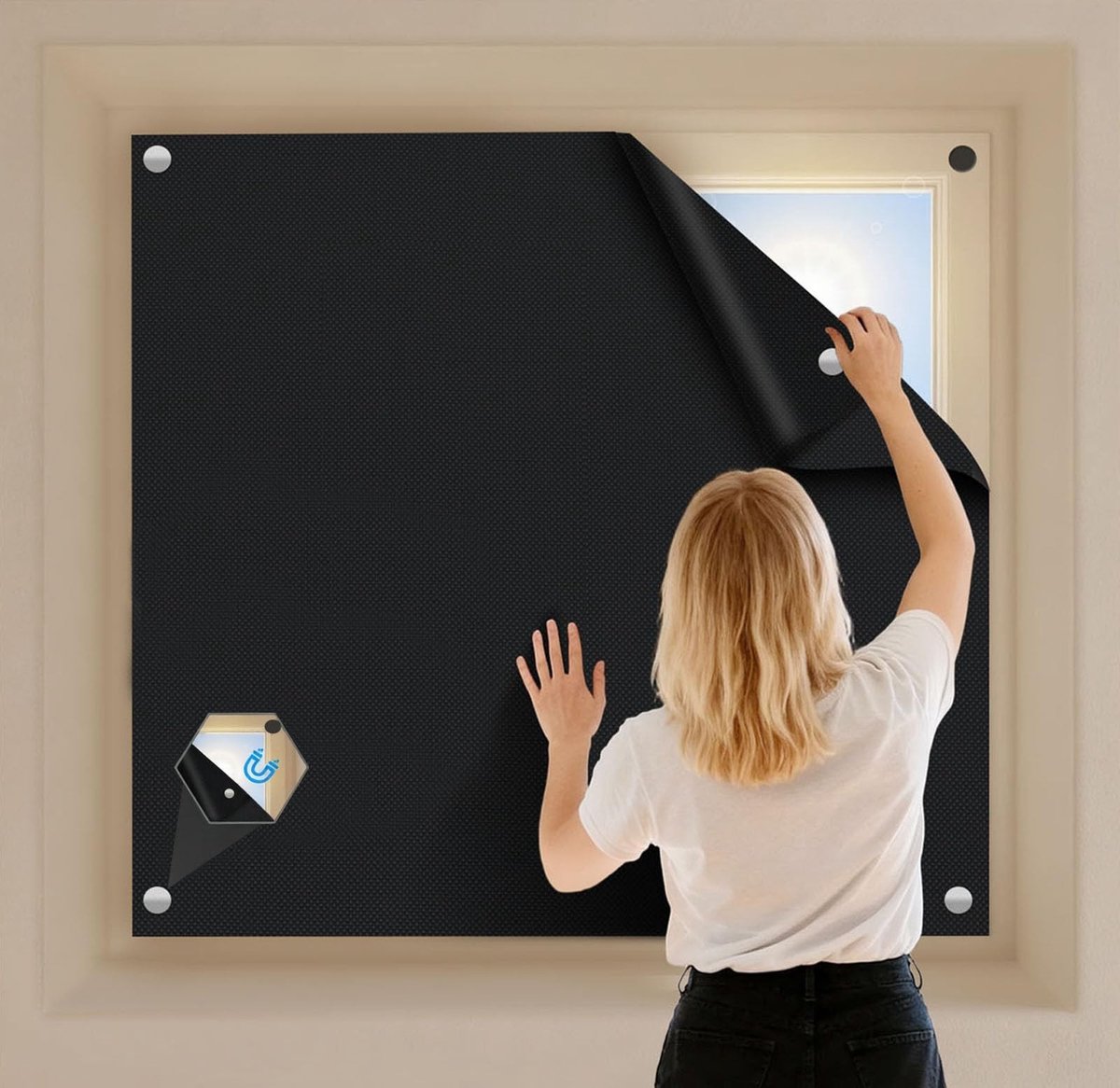 Dailygoods- Verduisteringsgordijnen Magnetisch - Katoen/Linnenmix - Zonwering - Kinderkamers - 60 x 73 cm - Gaatjesvrij - Gordijnen