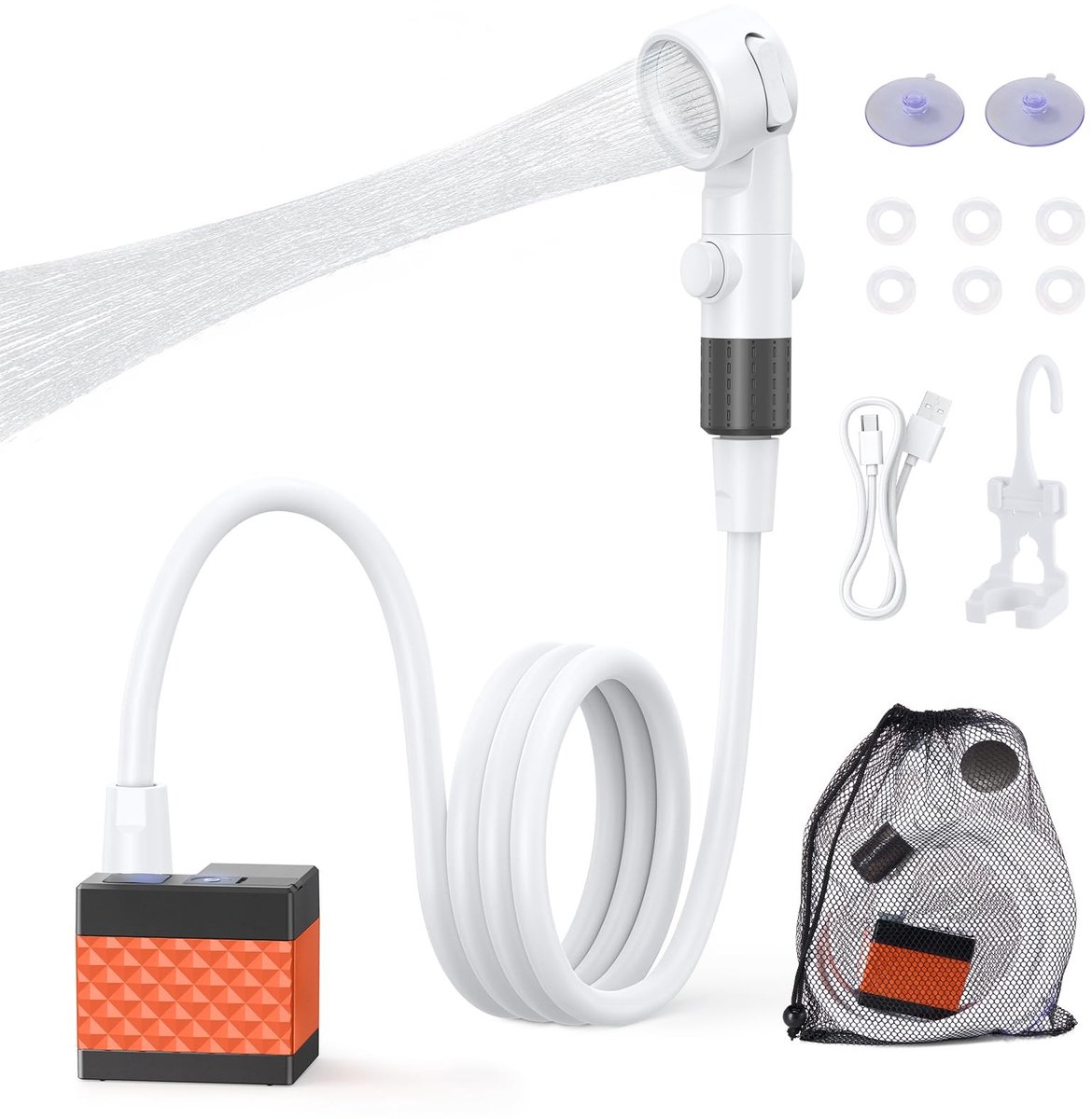 Dailygoods- Campingdouche met LED-temperatuurweergave - Draagbare Accu - Instelbare Waterstroom - Lange Slang - Flexibele Watervoorziening - Ideaal voor Camping en Strand - Douche