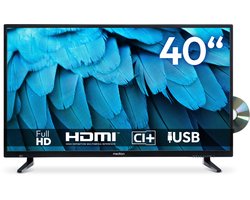 MEDION Full HD TV 100,3 cm (40 inch) (geïntegreerde dvd-speler, triple tuner DVB-T2 DVB-C DVB-S2, 2 x HDMI, USB, sleeptimer, mediaspeler, VESA, CI+), MD840001, zwart