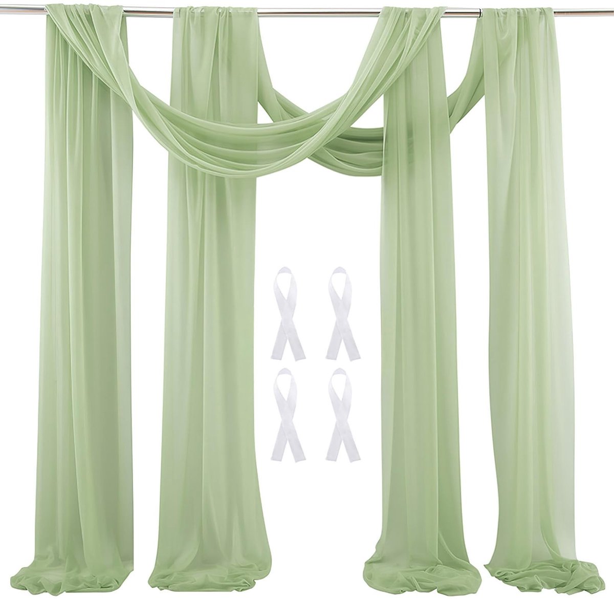 Dailygoods- Gordijn Bruiloft Achtergrond - Doorzichtige Voile Gordijnen - 2 Panelen - 600 × 75 cm - Polyester - Kreukvrij - Achtergrondgordijn