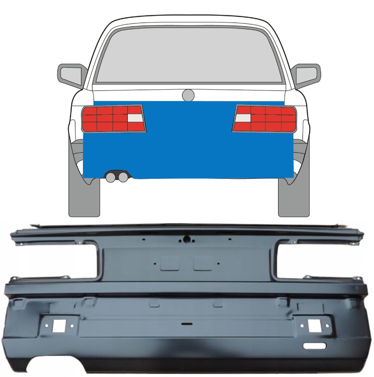 Reparatiepaneel achterbumper versterking voor BMW 3 E30 1987-1994