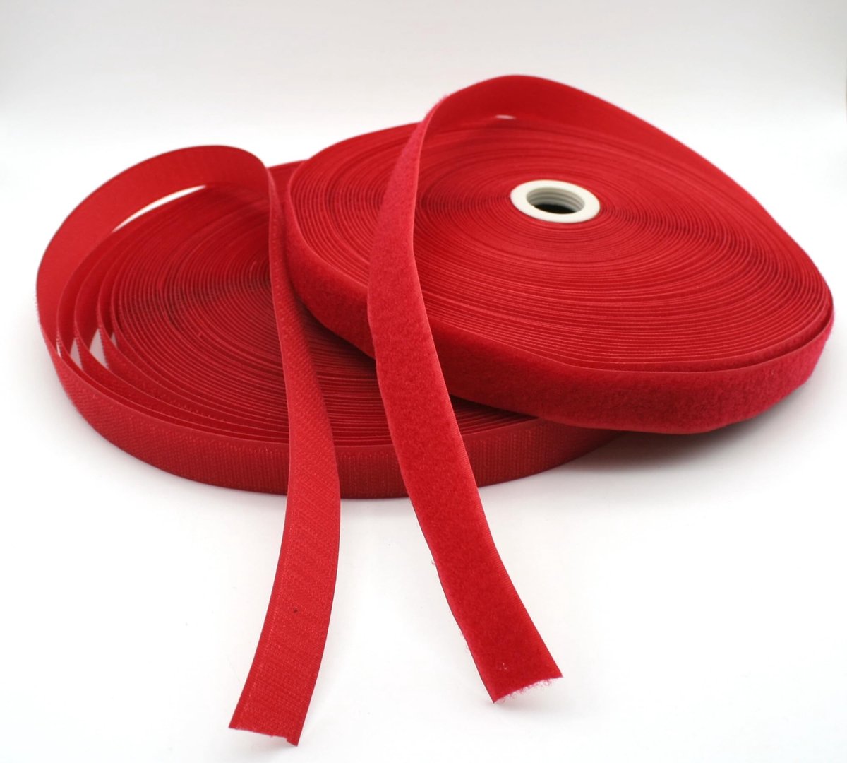 Dailygoods - Klittenband om te naaien, Rood, 25 m lang, 25 mm breed, Sterke haak- en lusband
