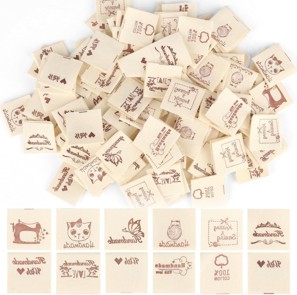 Handgemaakte Stoffen Labels voor Kleding - Ideaal voor Naai- en DIY-projecten, Personaliseerbare en Duurzame Labels