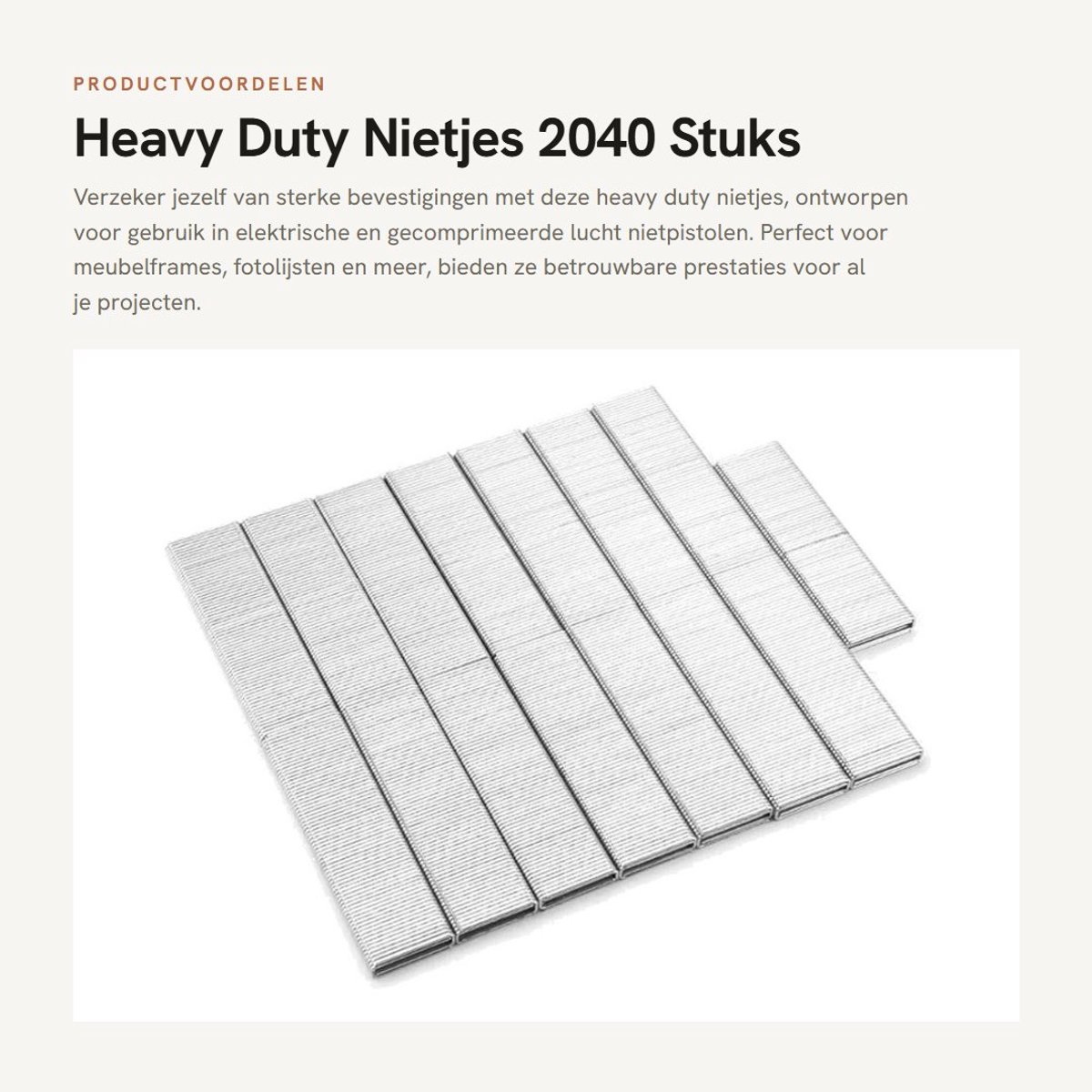 Dailygoods - Heavy Duty Nietjes 2040 Stuks - U-Type Voor Elektrisch en Lucht Nietpistool - Meubelframes en Foto Fix - Betrouwbare Kwaliteit