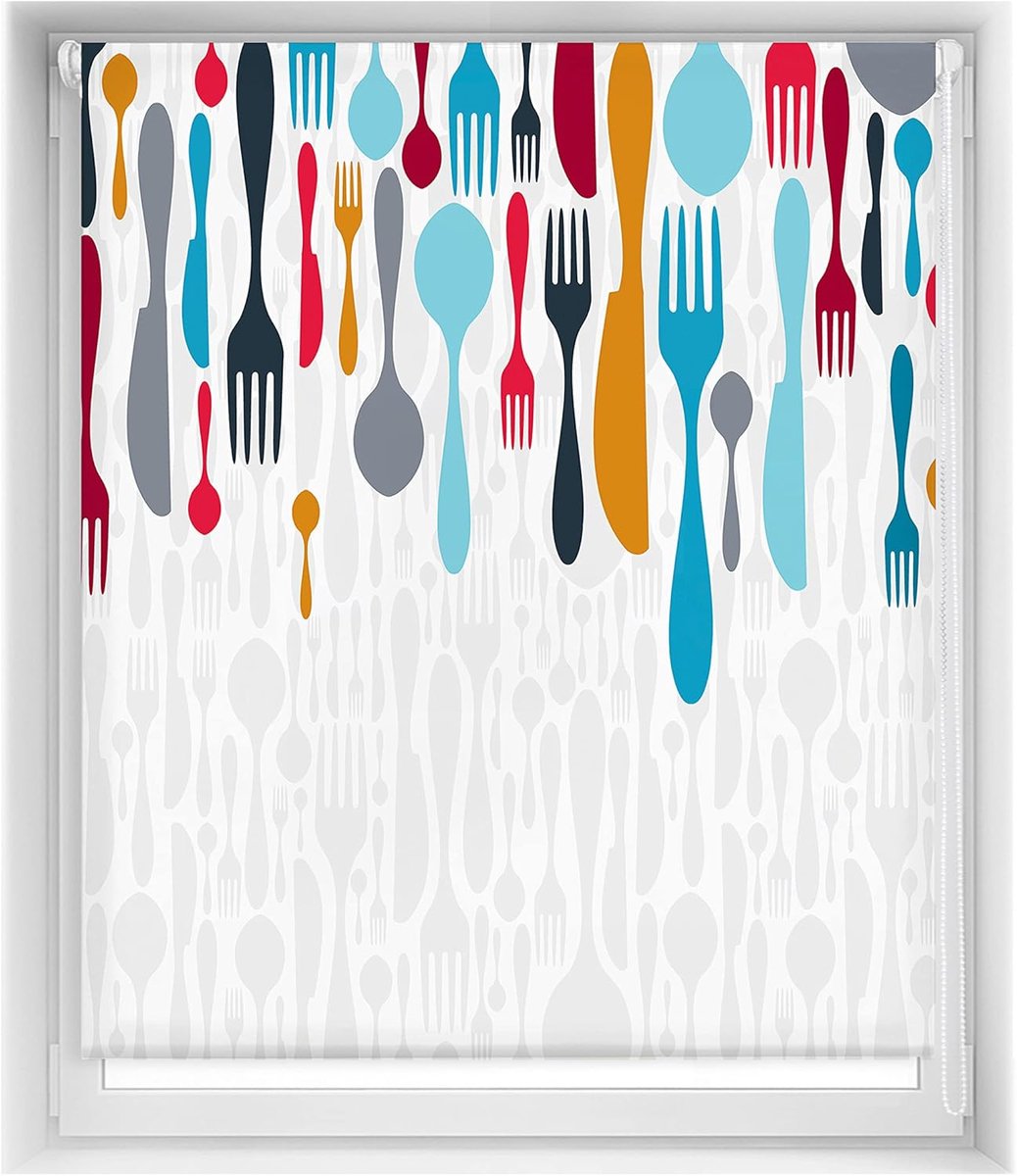 Rolgordijn Bedruk - Raambekleding Keuken - Privacy Creëren - Zonder Boren - 130x150 cm - S