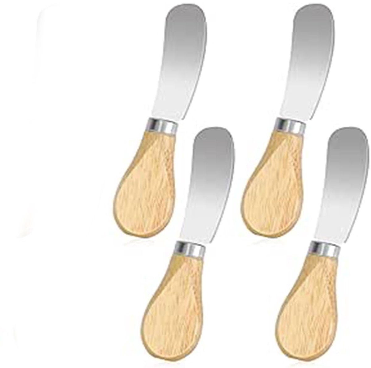 Dailygoods- Botermes 4-delige set - Roestvrijstalen Boterstrooier - Multifunctioneel - Houten Handvat - Geschikt voor Kaas en Boter - Kaasmes