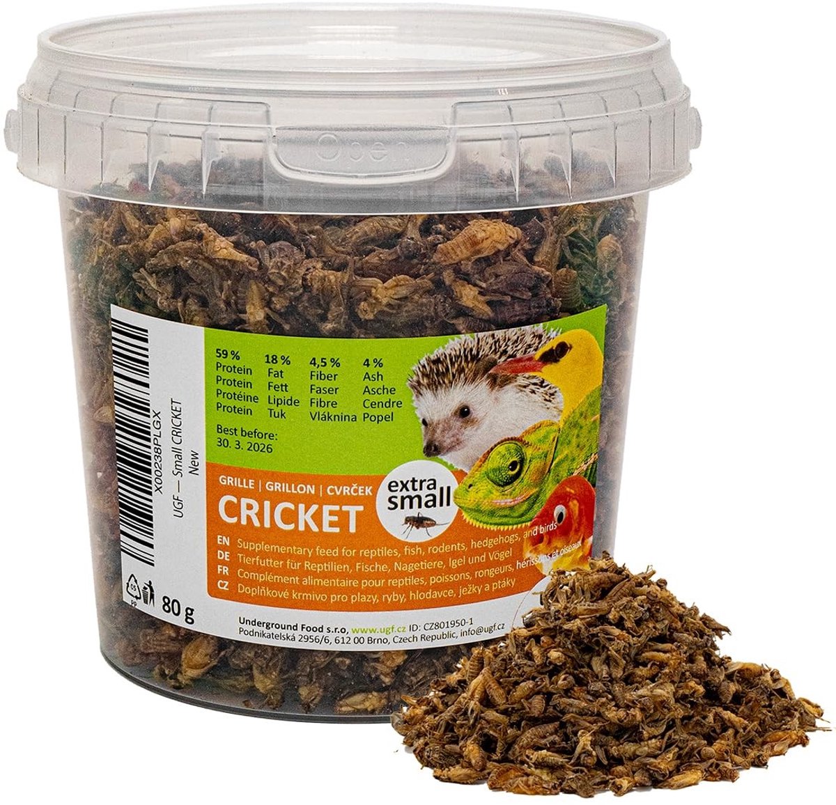 Dailygoods- Gedroogde Krekels 80 g - Insectensnack voor Vogels - Reptielenvoer - Schildpaddenvoer - Egelvoer - Rijk aan Eiwit - Insectenvoer