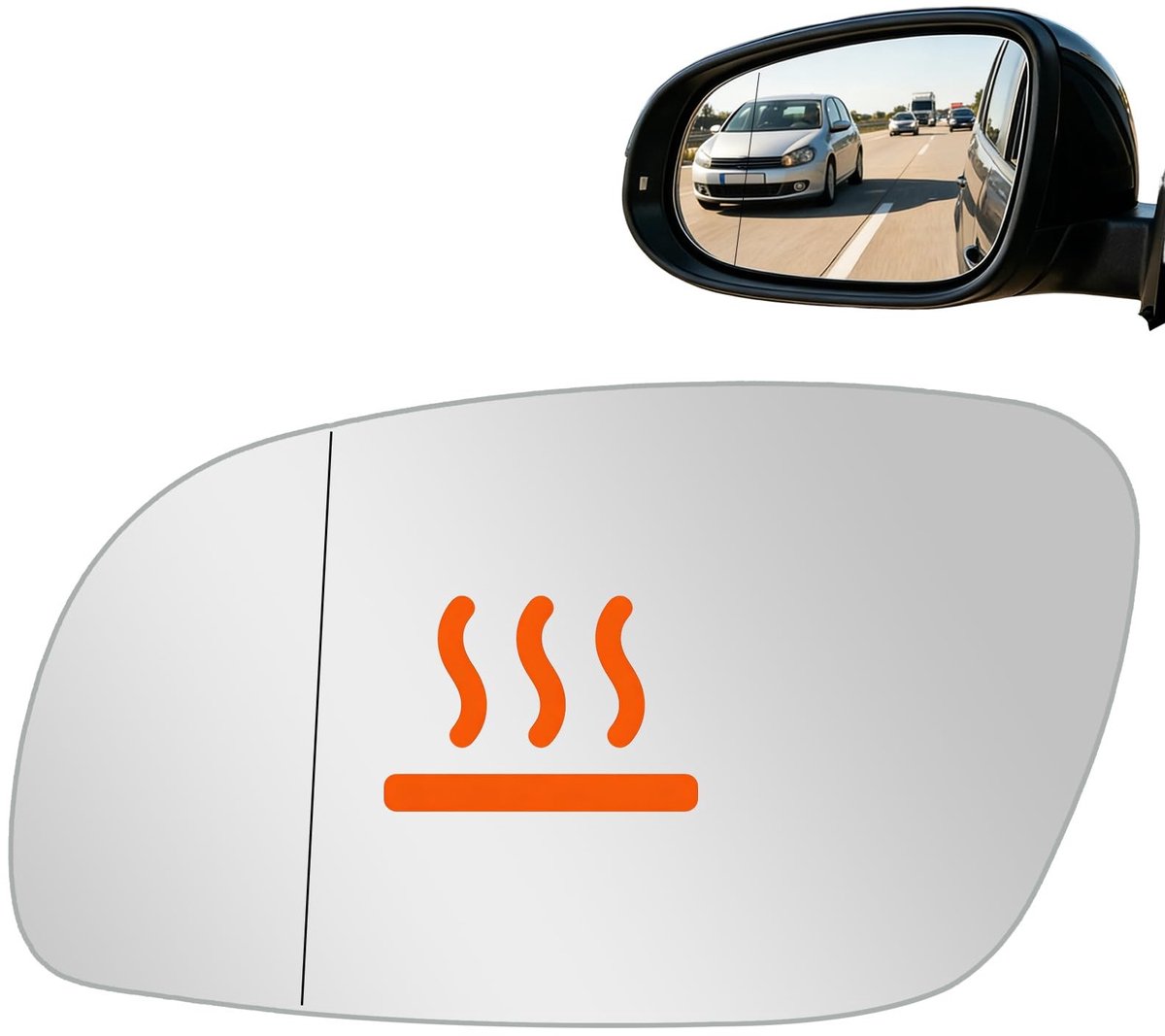 Dailygoods - Verantwoord vervangend spiegelglas voor Volkswagen Touran 2003-2008 - Links verwarmd
