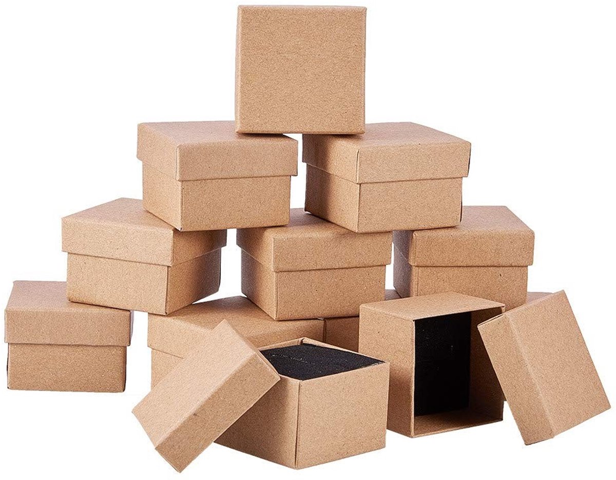 Solidchoice- Geschenkdoos 24 Pack - Kraft Karton - Kleine Dozen 5x5x3cm - Geschenkdoos voor Verjaardag - Bruiloft/Festival - Recyclebaar Materiaal - Sieradendoos