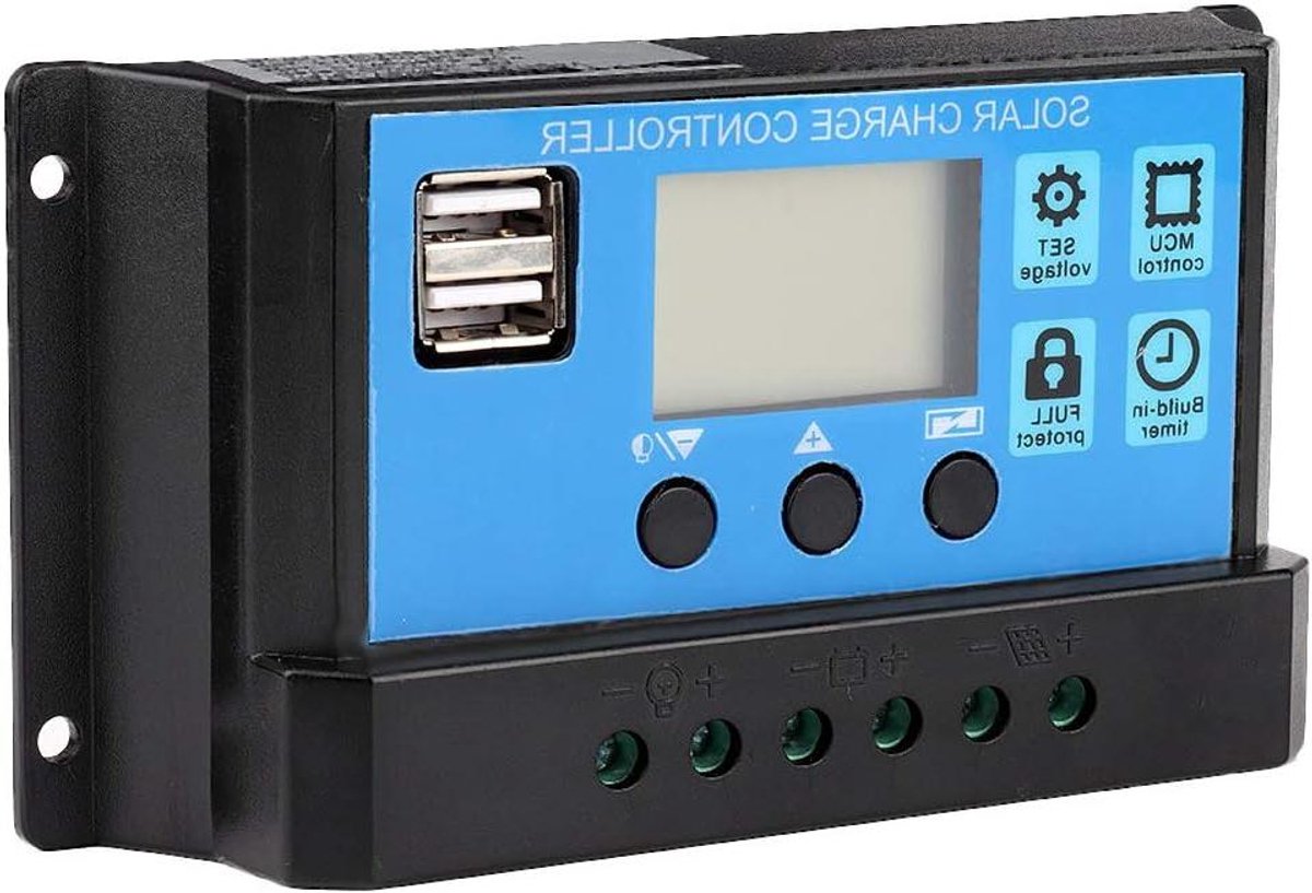 Laadregelaar PWM - Zonnecontroller - Energiebeheer - Industriële Microcontroller - 30A - Zwart