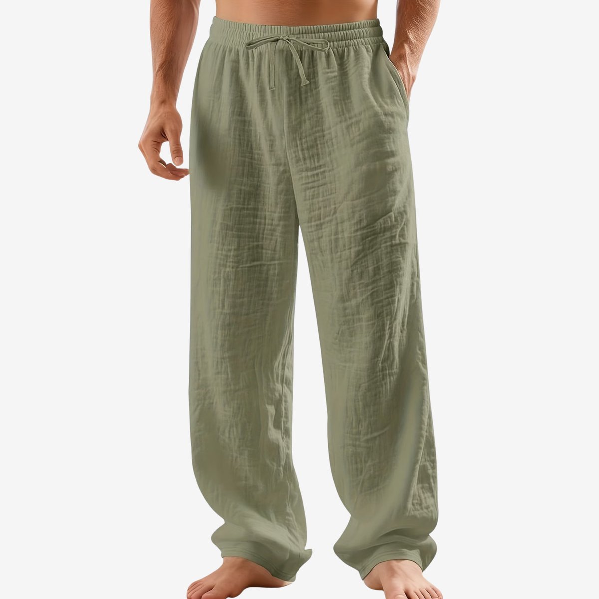 Currero Linnen Broek Heren - Zomerbroek - Volwassenen - Lange Broek - Pantalon - Strandbroek - Zomer - Ibiza Stijl - Varengroen M