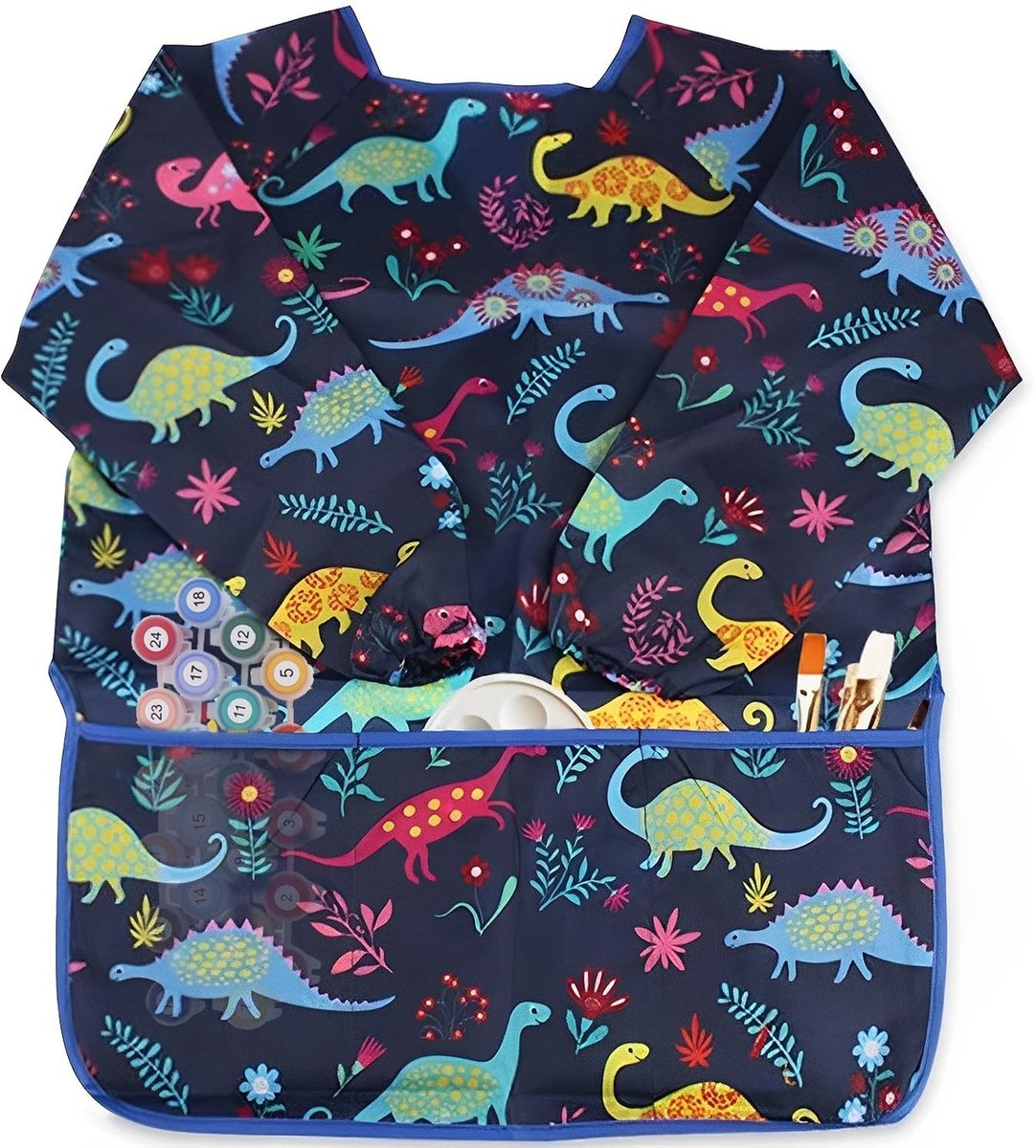 Dailygoods- Schilderschort Waterdicht - Kinderschort met Mouwen - Verfschort Kinderen - Kunstschort - 3 Opbergvakken - Klittenbandsluiting