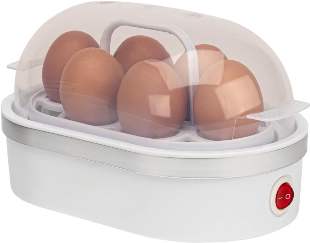QORA® Eierkoker electrish - Eierkoker - Eierkoker met timer - Wit - 14cm x 22cm x 13cm
