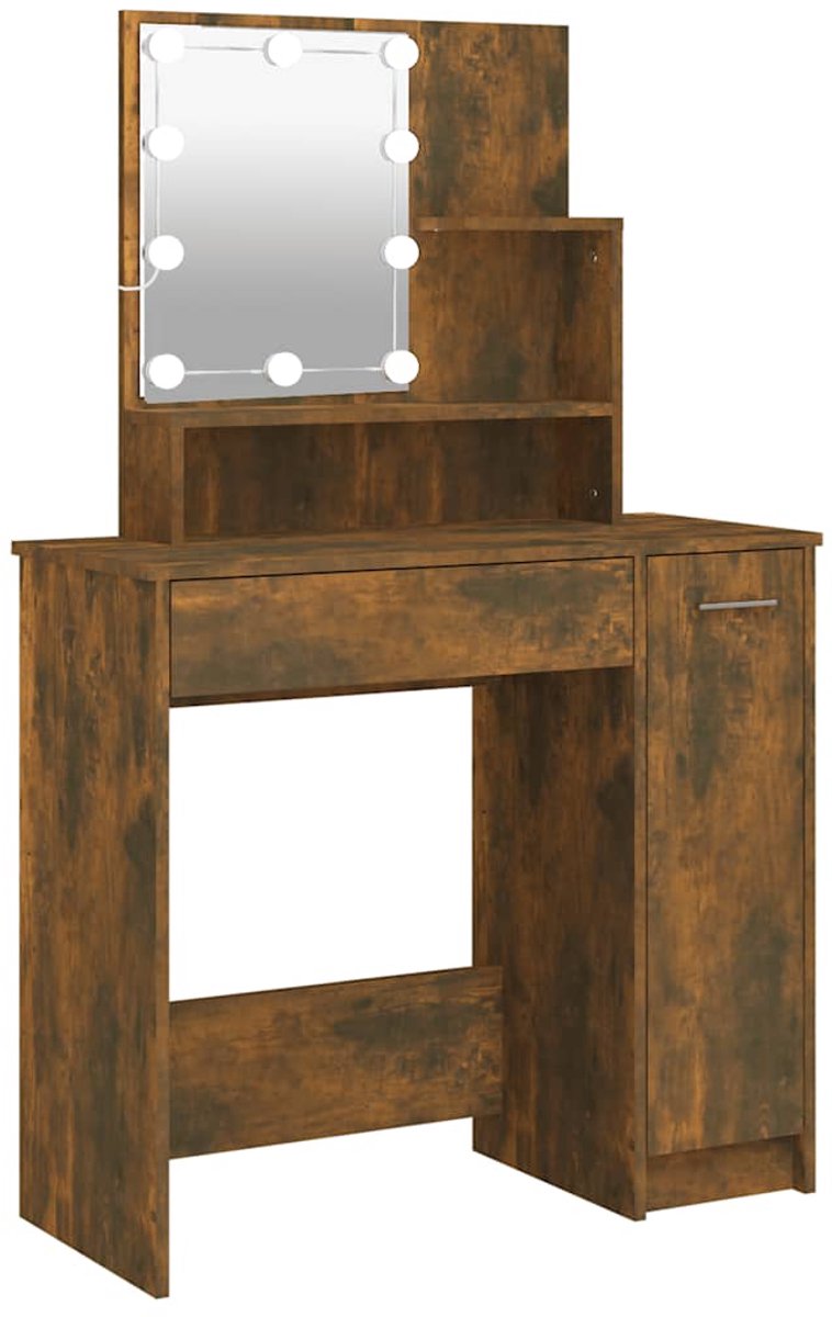 vidaXL Kaptafel - met - LED-verlichting - 86,5x35x136 - cm - gerookt - eikenkleur gerookt eiken